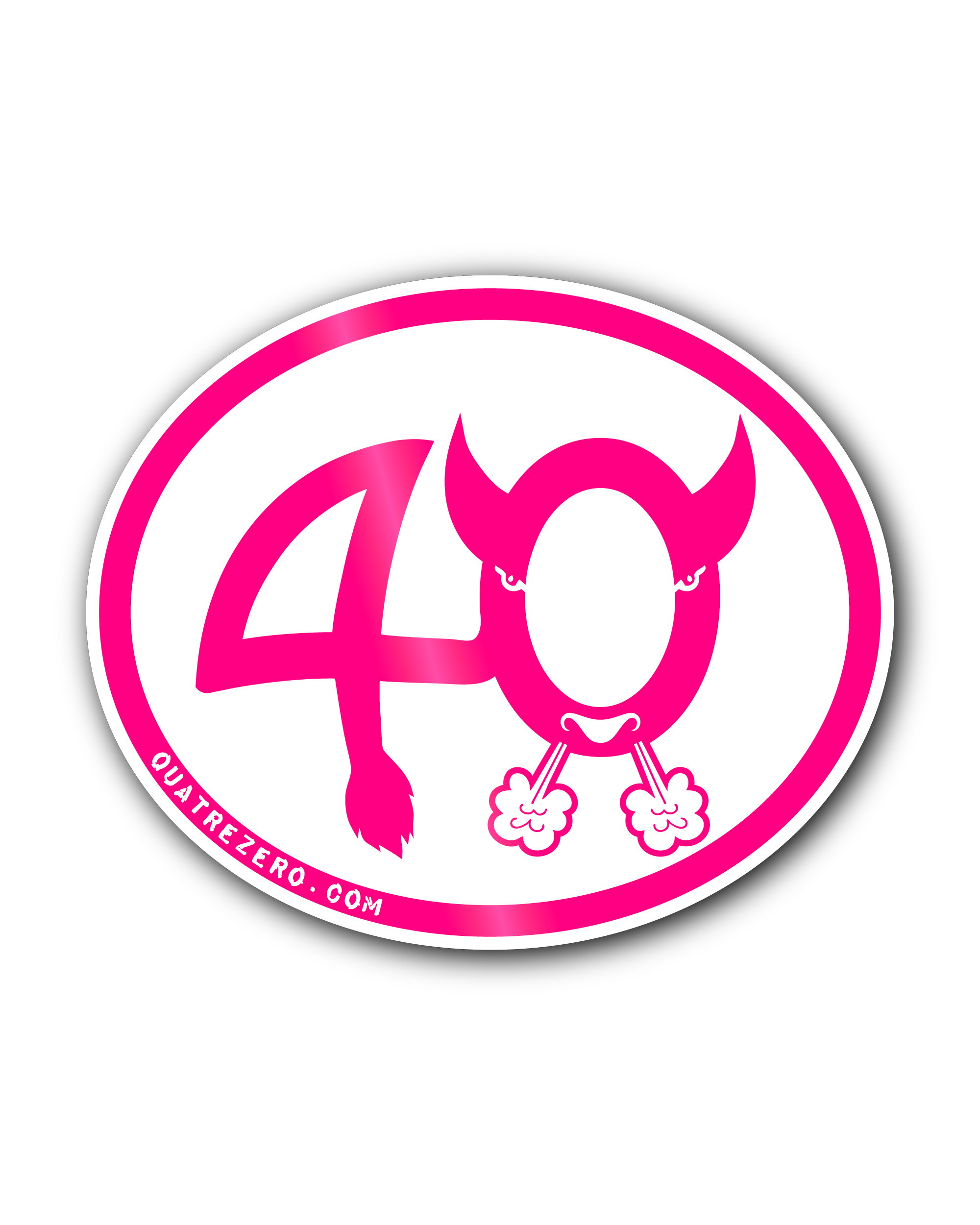 Autocollant 40 QuatreZero Ovale Rose
