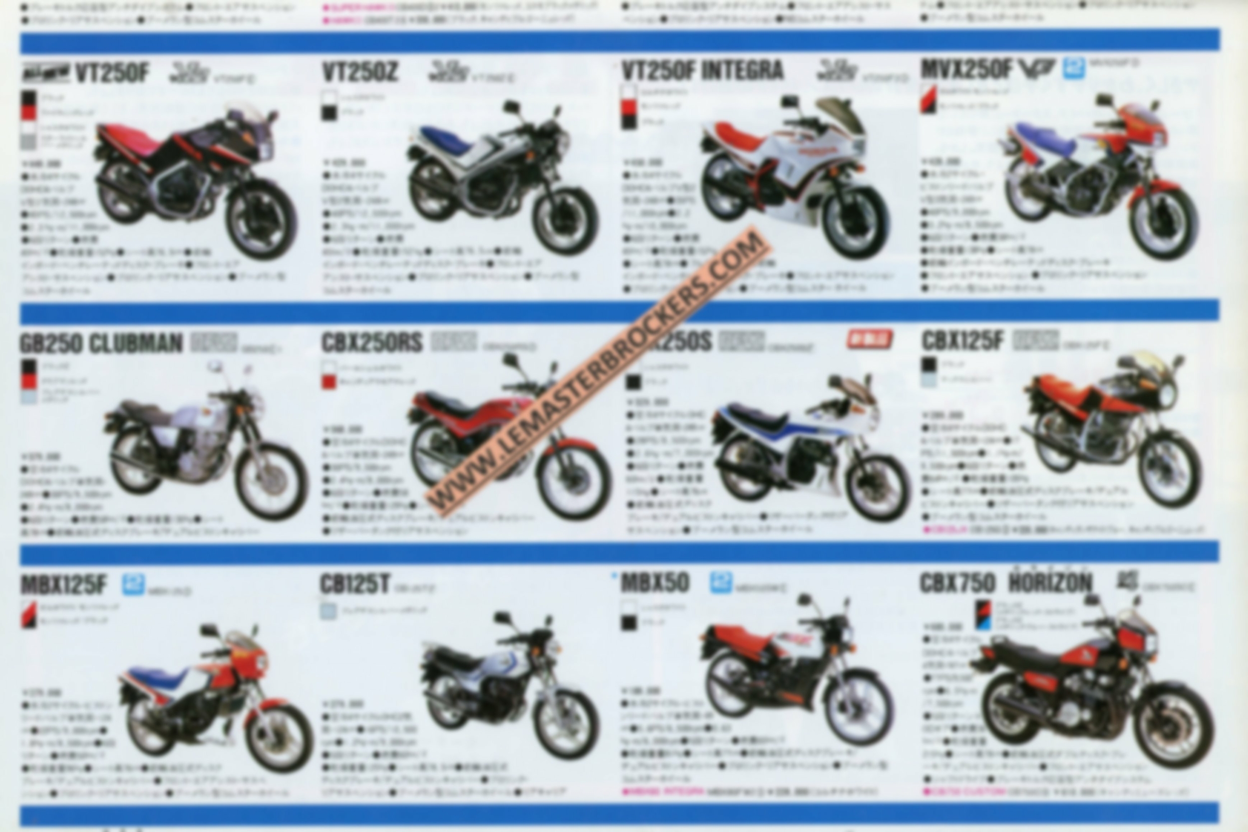 brochure-moto-HONDA-vt-mvx-cb-mbx-gb250-clubman-cbx750-lemasterbrockers