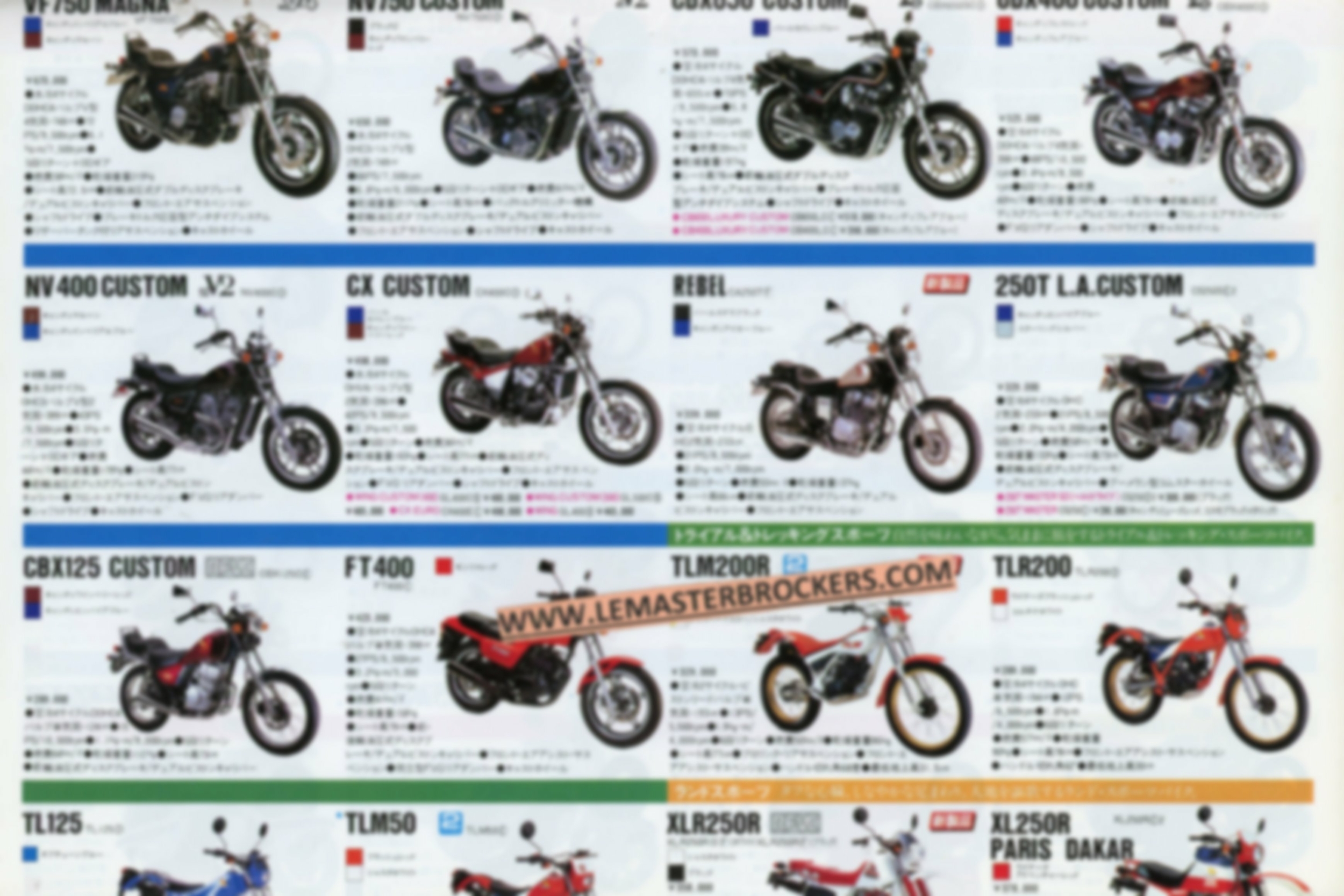 brochure-moto-HONDA-VF750-CX-NV400-FT400-CBX-TLM-TLR-TL125-TLM50-XLR250-lemasterbrockers