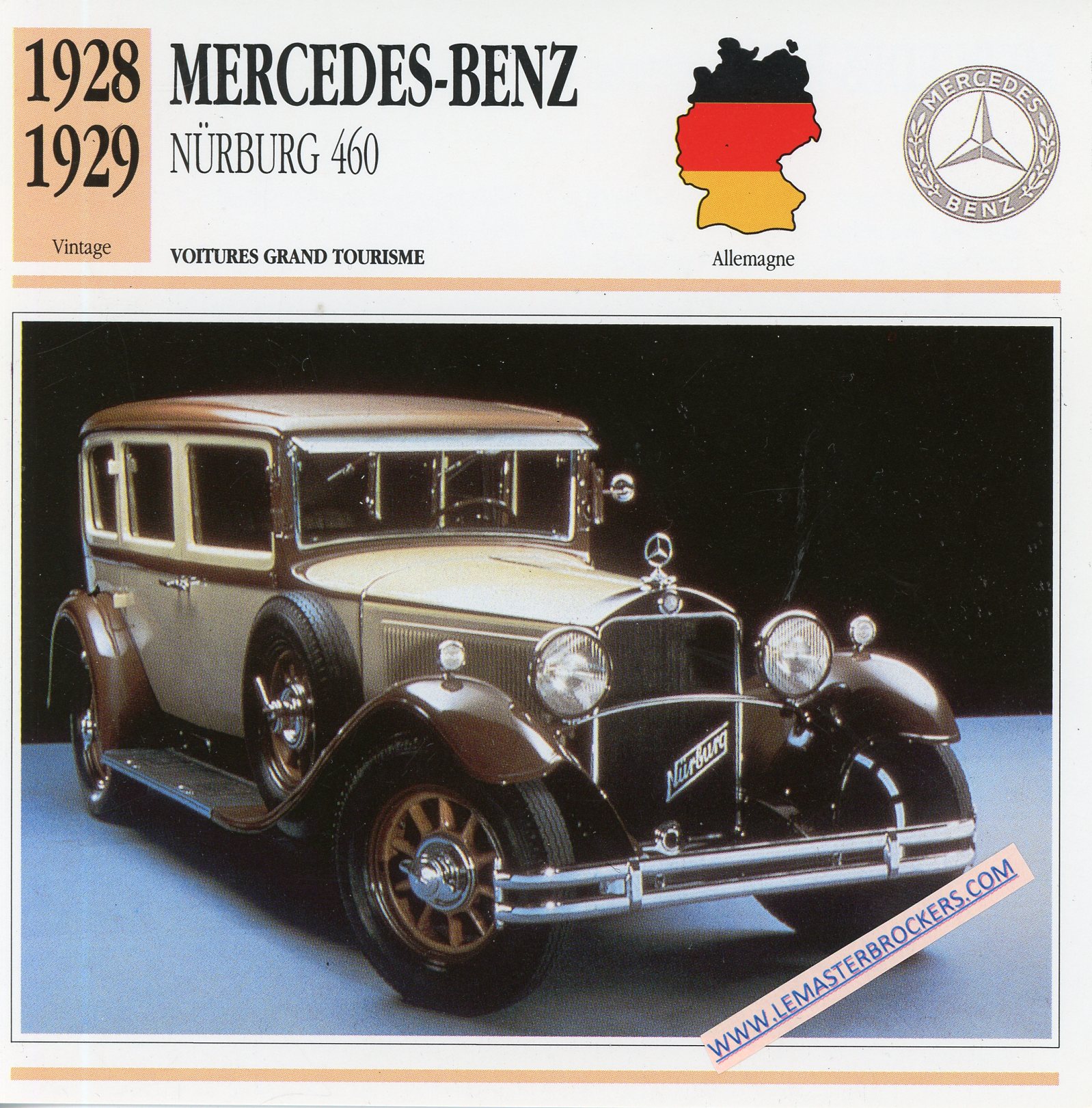 FICHE-AUTO-ATLAS-MERCEDES-BENZ-NÜRBURG-460-1928-1929-LEMASTERBROCKERS