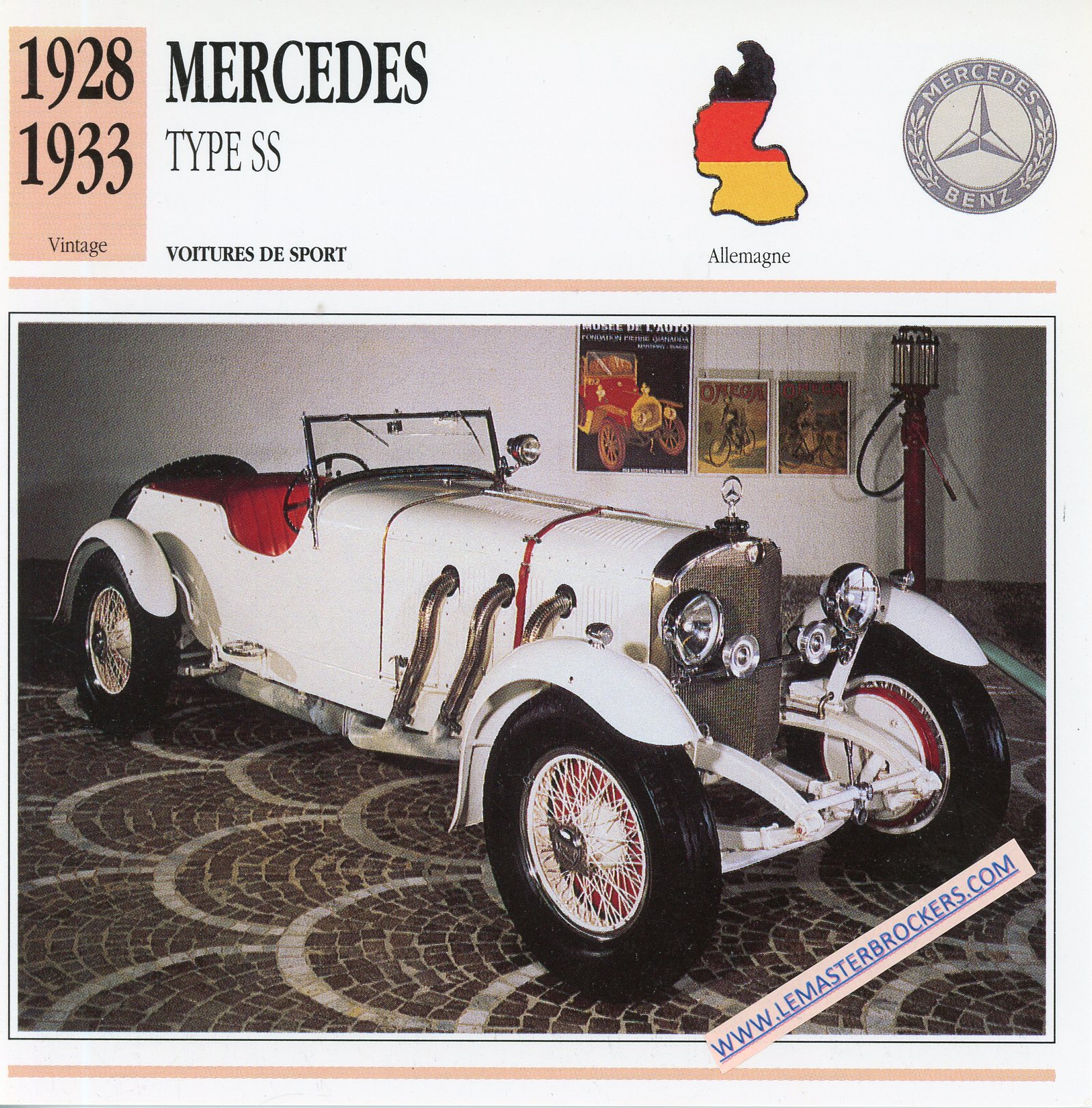 FICHE-AUTO-ATLAS-MERCEDES-BENZ-TYPE-SS-1928-1923-LEMASTERBROCKERS-CARD-CARS