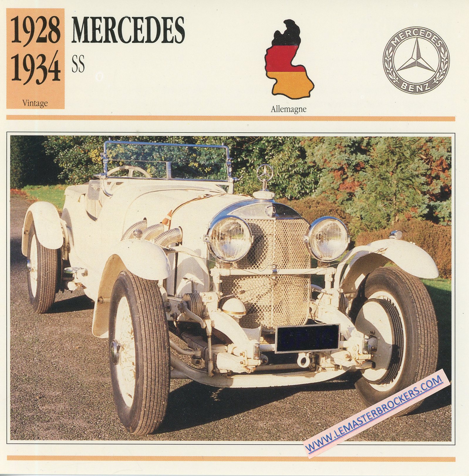 FICHE-AUTO-ATLAS-MERCEDES-BENZ-SS-1928-1923-LEMASTERBROCKERS-CARD-CARS