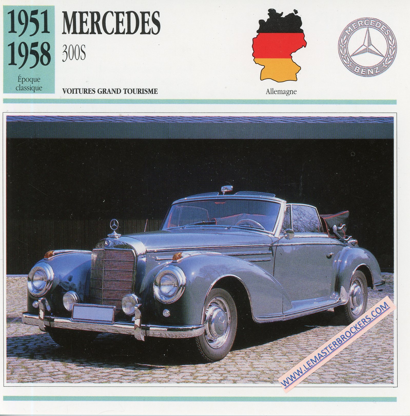 FICHE-AUTO-ATLAS-MERCEDES-BENZ-300S-1951-1958-LEMASTERBROCKERS-CARD-CARS