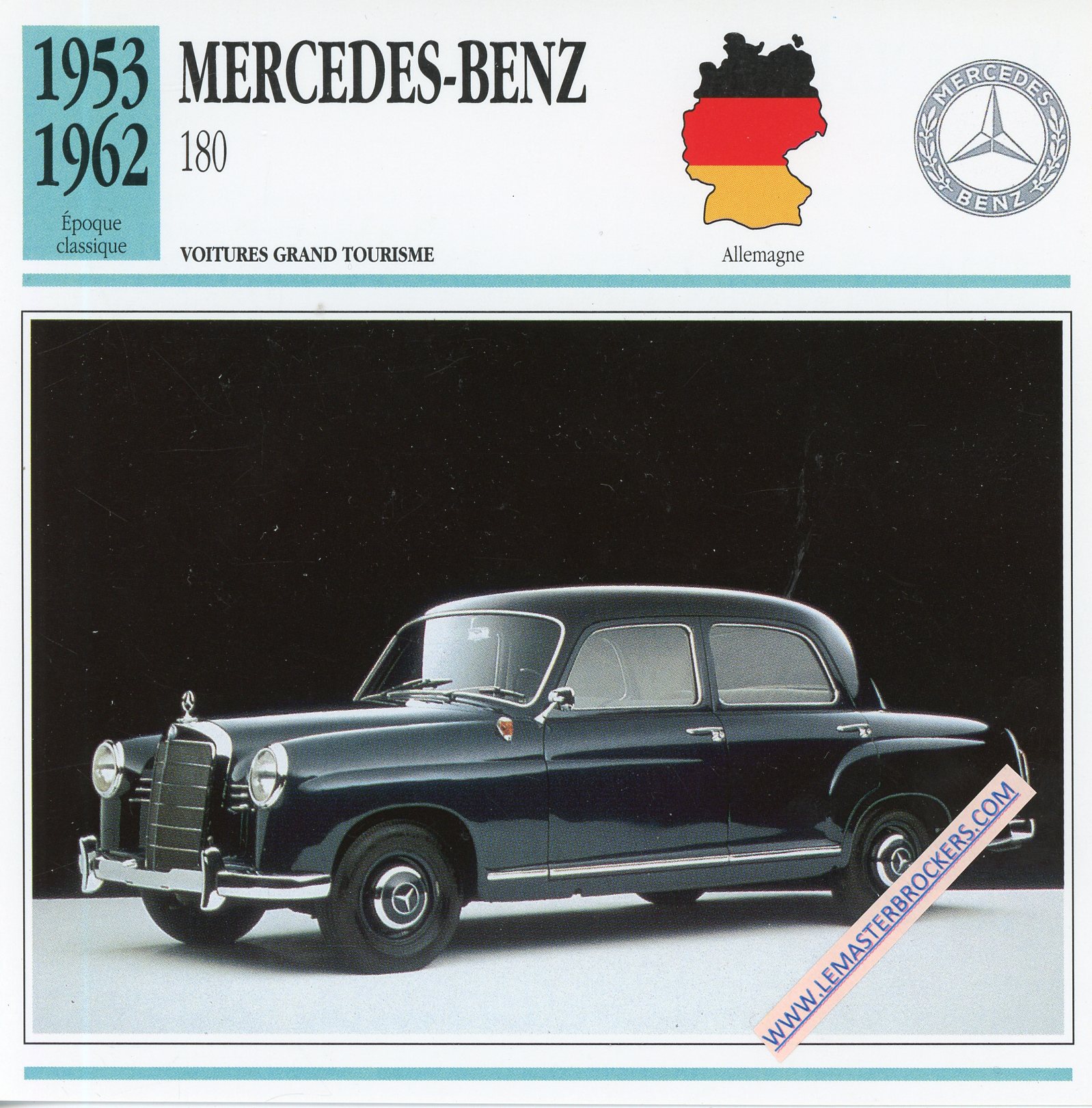 FICHE-AUTO-ATLAS-MERCEDES-BENZ-180-1953-1962-LEMASTERBROCKERS-CARD-CARS