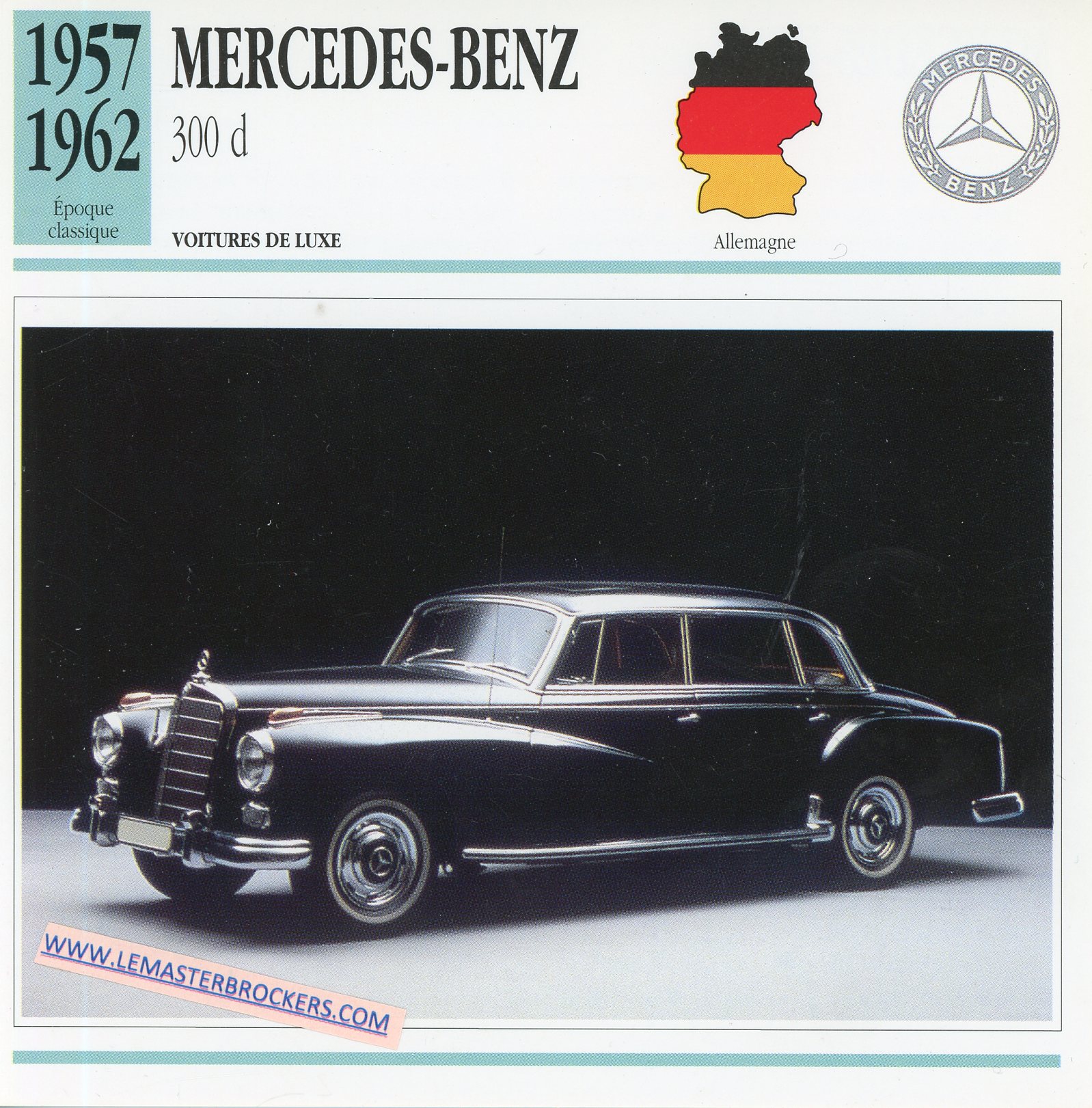 FICHE-AUTO-ATLAS-MERCEDES-BENZ-300D-1957-1962-LEMASTERBROCKERS-CARD-CARS