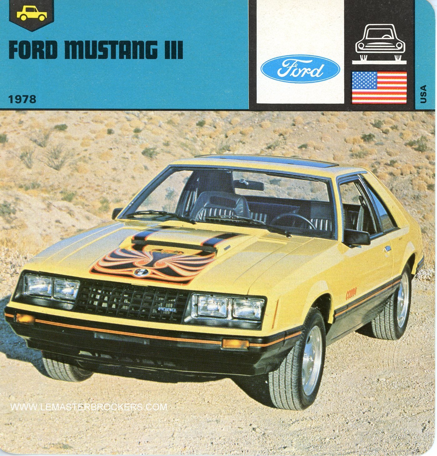 FICHE AUTO FORD MUSTANG-CARS-CARD-LEMASTERBROCKERS