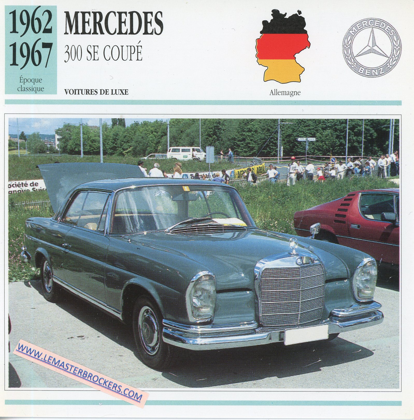 FICHE-AUTO-ATLAS-MERCEDES-300SE-coupé-1962-1967-LEMASTERBROCKERS-CARD-CARS
