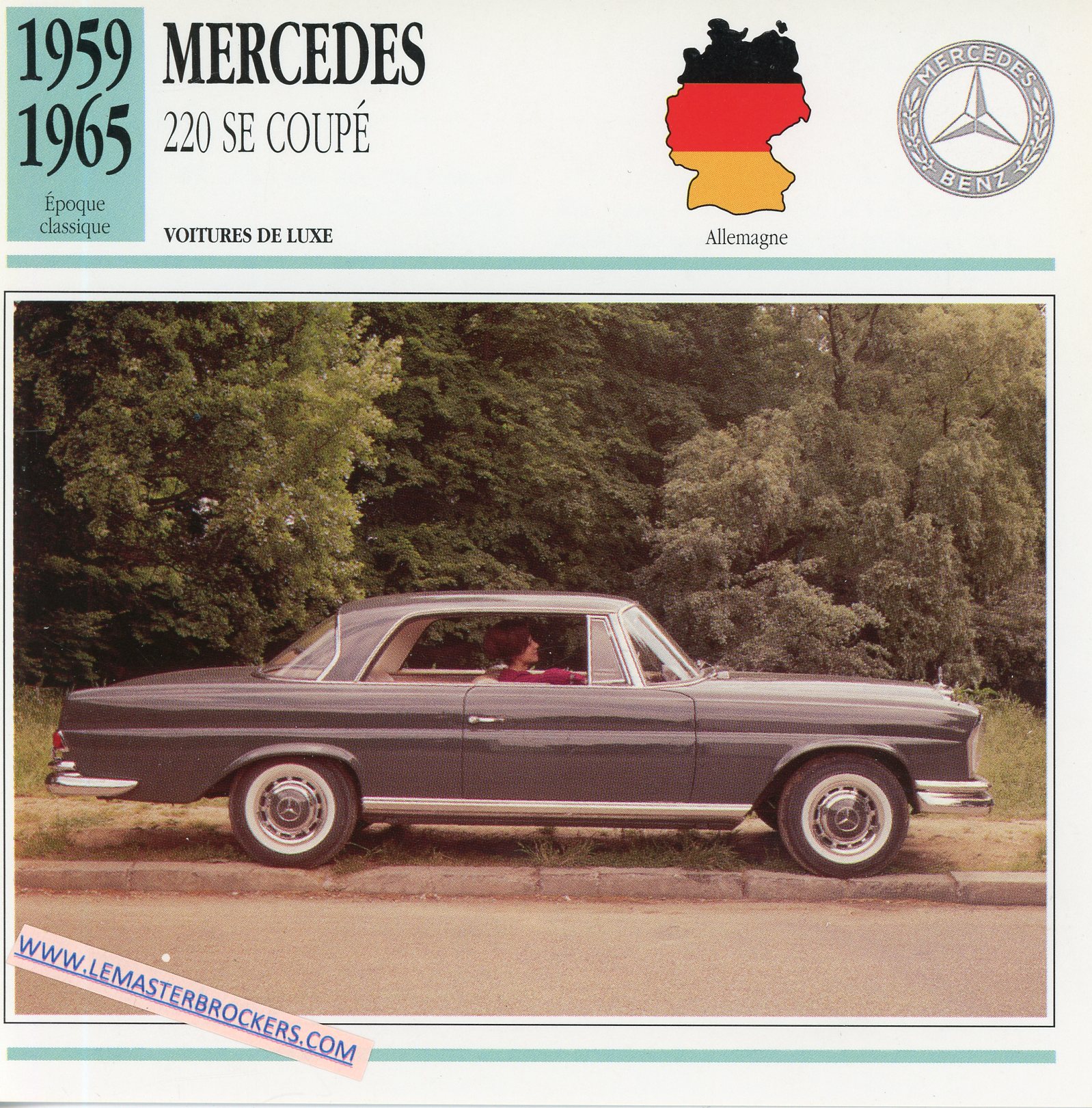 FICHE-AUTO-ATLAS-MERCEDES-BENZ-220SE-COUPE-1959-1965-LEMASTERBROCKERS-CARD-CARS