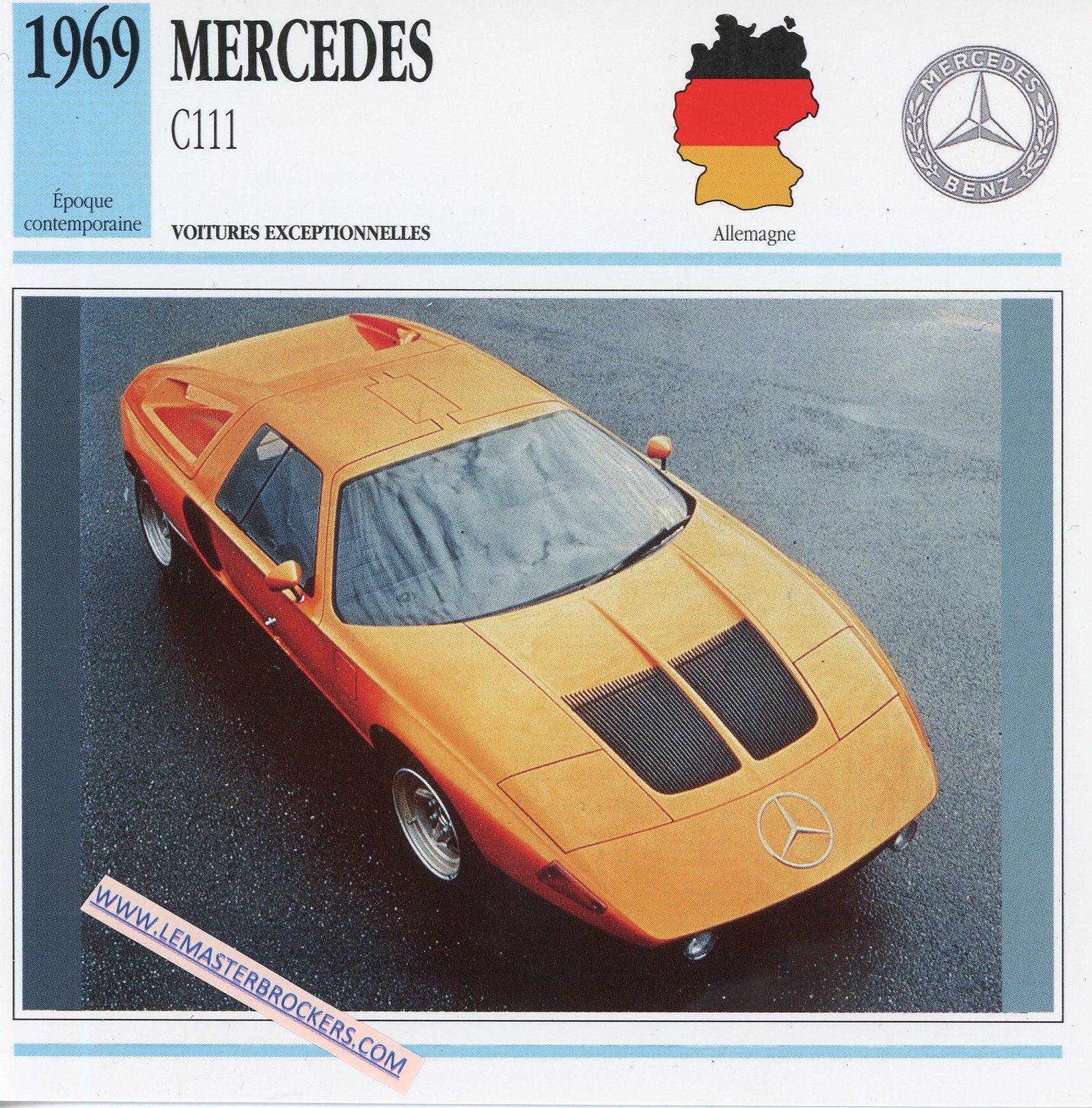 FICHE-AUTO-MERCEDES-C111-1969-LEMASTERBROCKERS-CARD-CARS