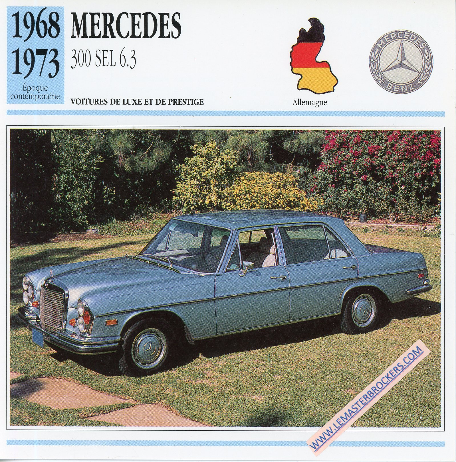 FICHE-AUTO-MERCEDES-300SEL-300-SEL-1968-1975-LEMASTERBROCKERS-CARD-CARS