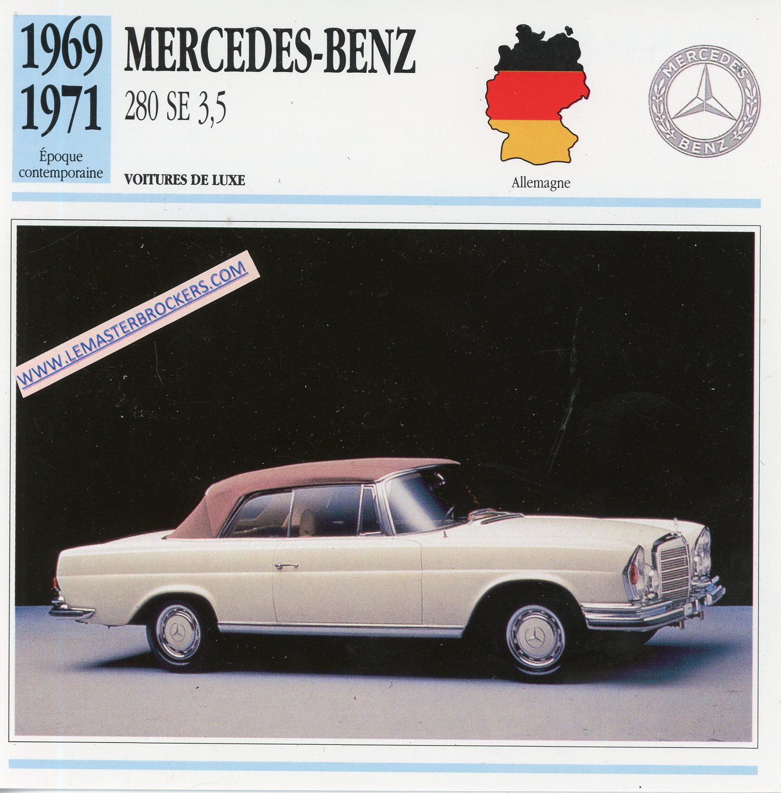 FICHE-AUTO-MERCEDES-BENZ-W114-280-CE-280CE-LEMASTERBROCKERS