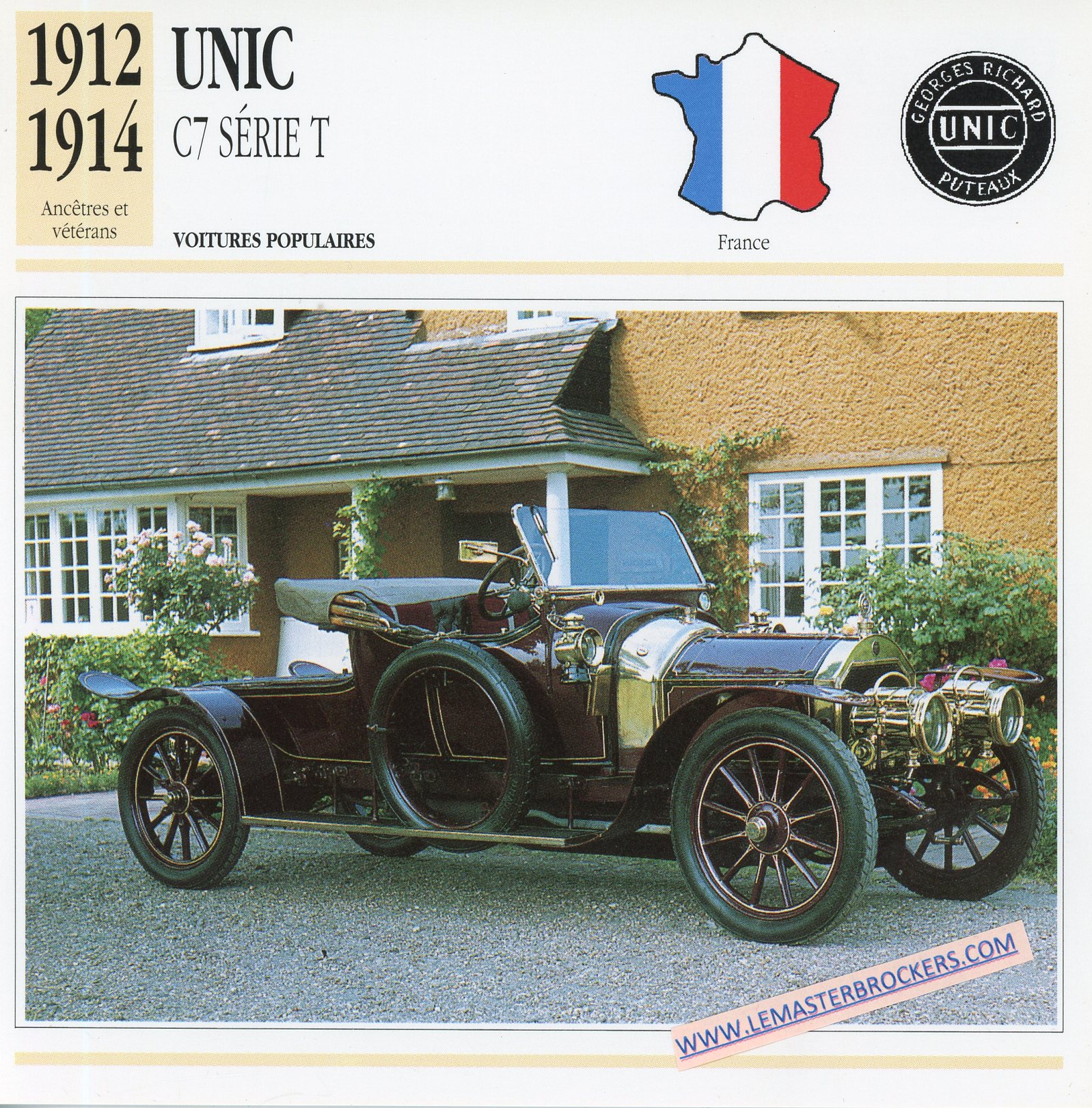 FICHE AUTO UNIC C7 SERIE T 1912 1914