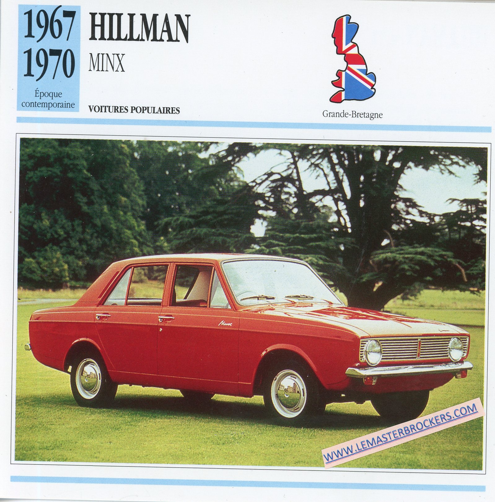 FICHE AUTO HILLMAN MINX 1967 1970