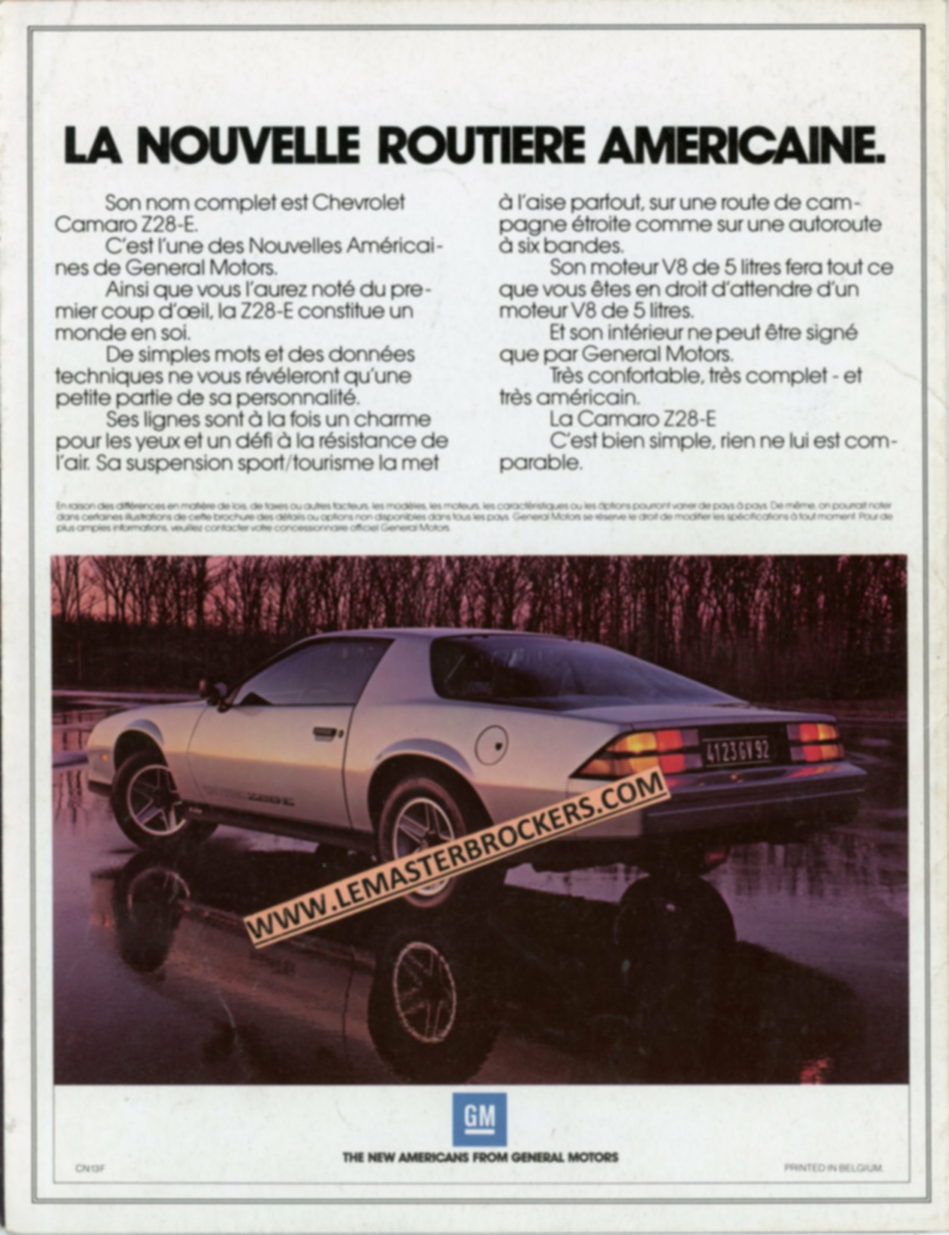 BROCHURE-AUTO-CHEVROLET-CAMARO-Z28-Z28E-LEMASTERBROCKERS-CATALOGUE-AUTO