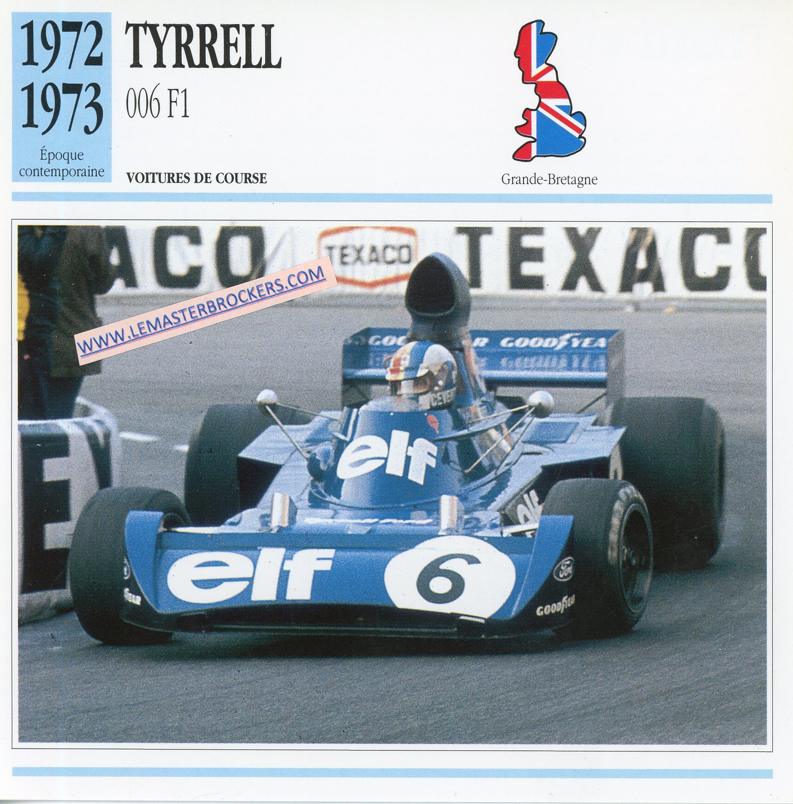 FICHE AUTO TYRRELL 006 F1 1971 1973