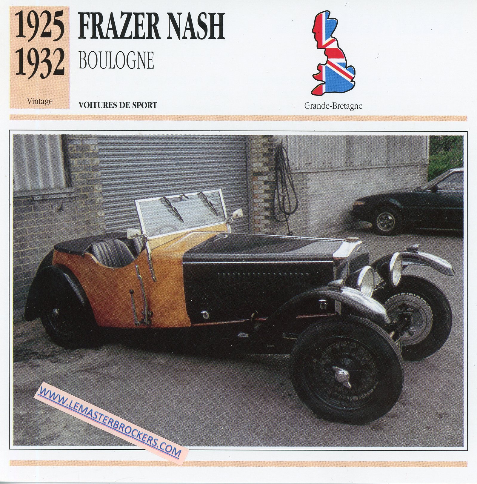 FICHE AUTO FRAZER NASH BOULOGNE 1925 1932