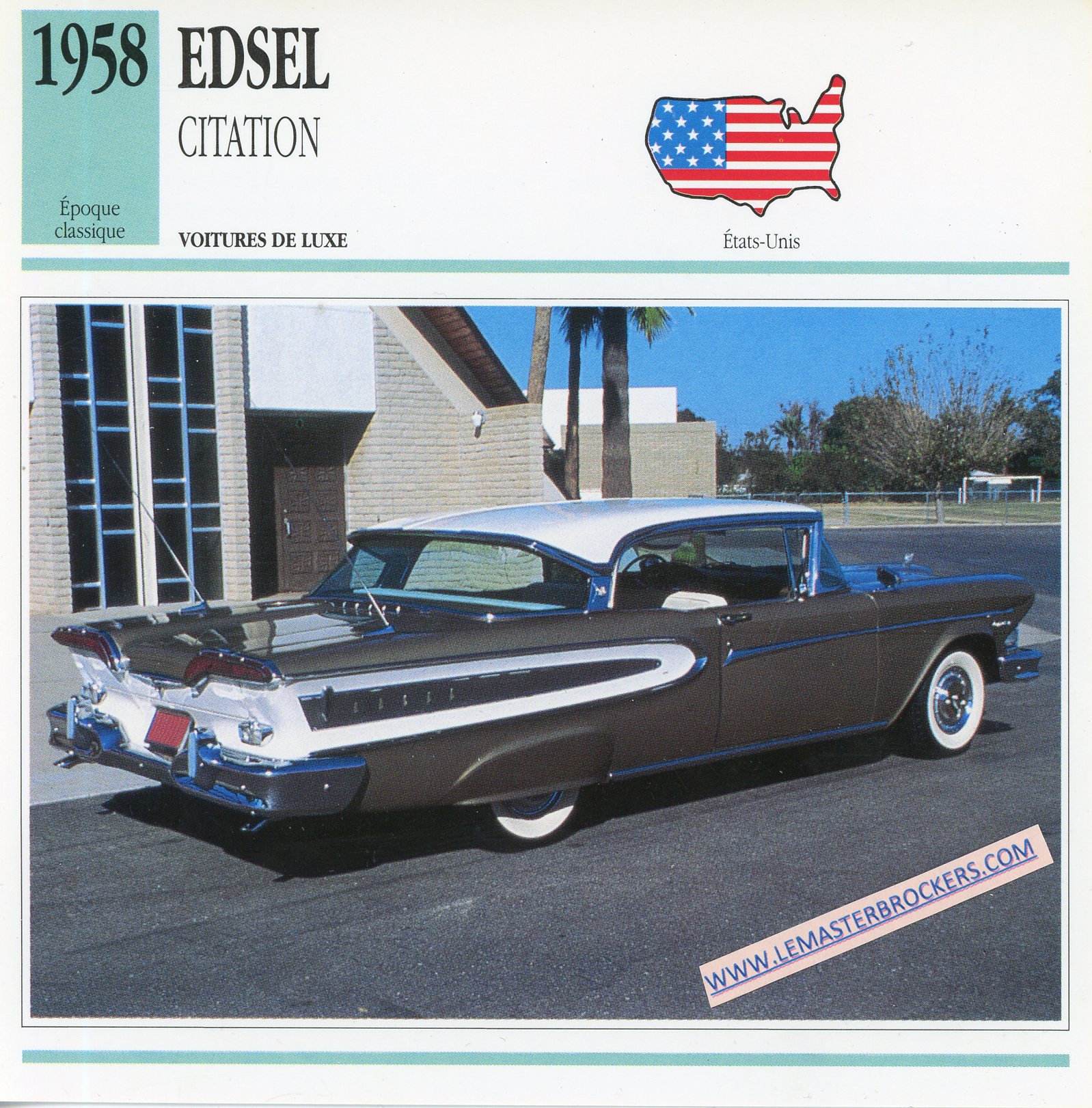 FICHE AUTO EDSEL CITATION 1958