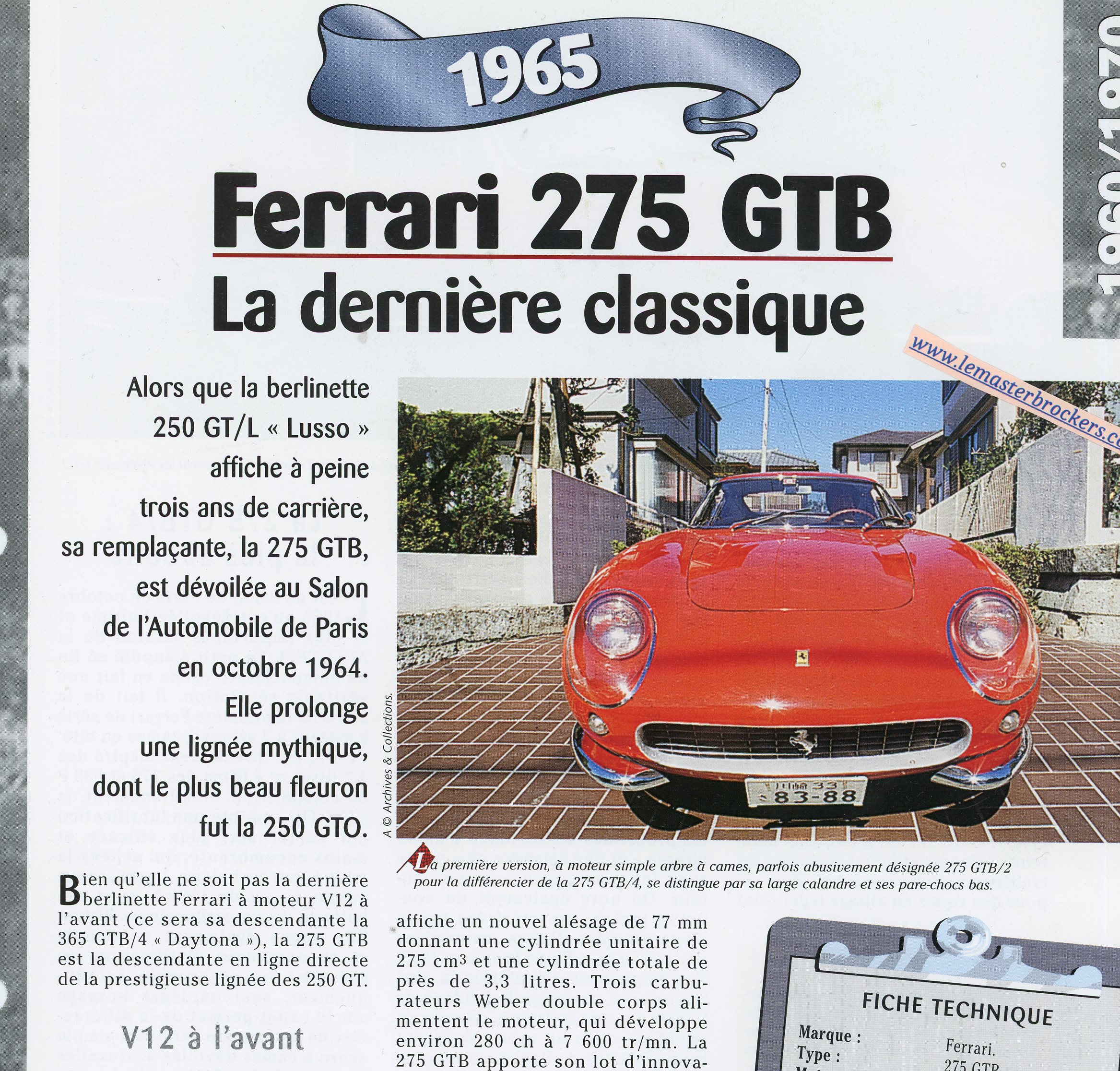 FERRARI-275-GTB-BERLINETTA-1965-FICHE-TECHNIQUE-LEMASTERBROCKERS-CARS-CARD