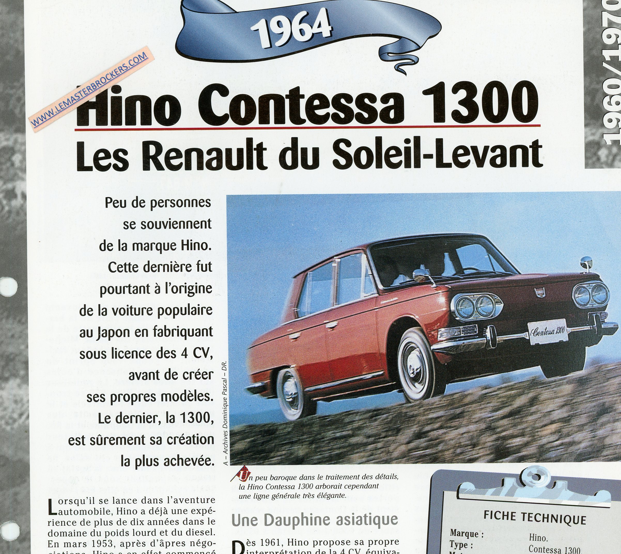 HINO-CONTESSA-1300-1964-FICHE-TECHNIQUE-LEMASTERBROCKERS