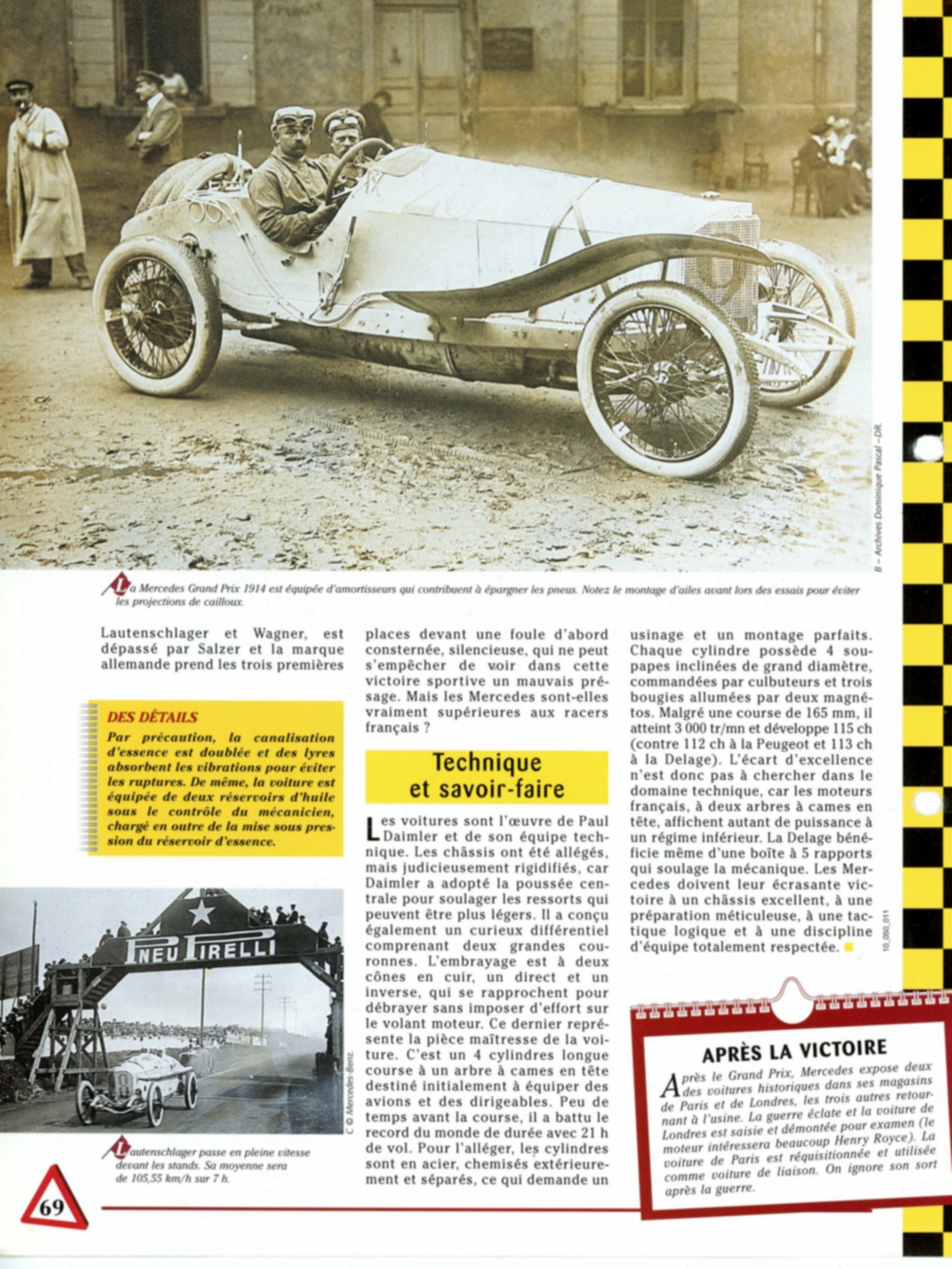 MERCEDES GRAND PRIX - FICHE TECHNIQUE MERCEDES GRAND PRIX 1914 - COURSE