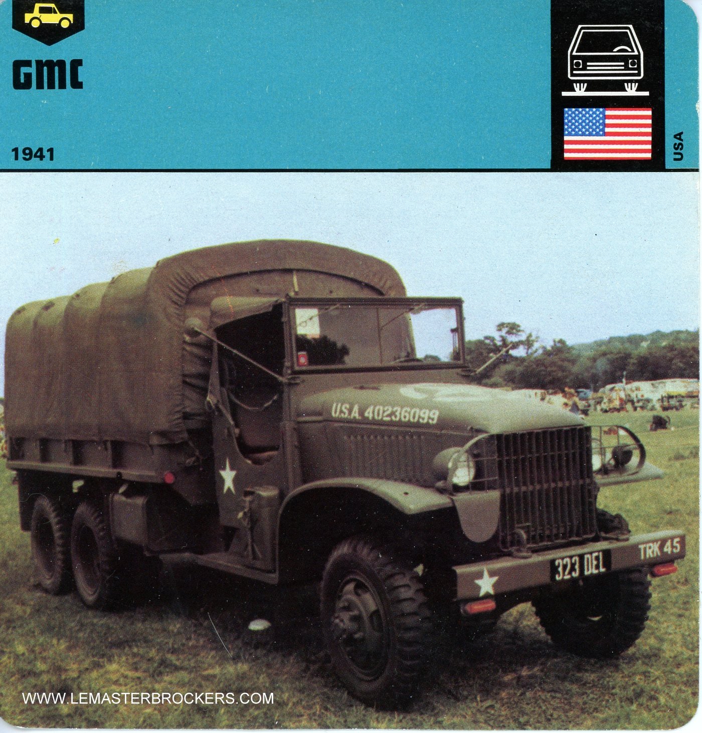 FICHE CAMION MILITAIRE GMC 1941-CARS-CARD-LEMASTERBROCKERS
