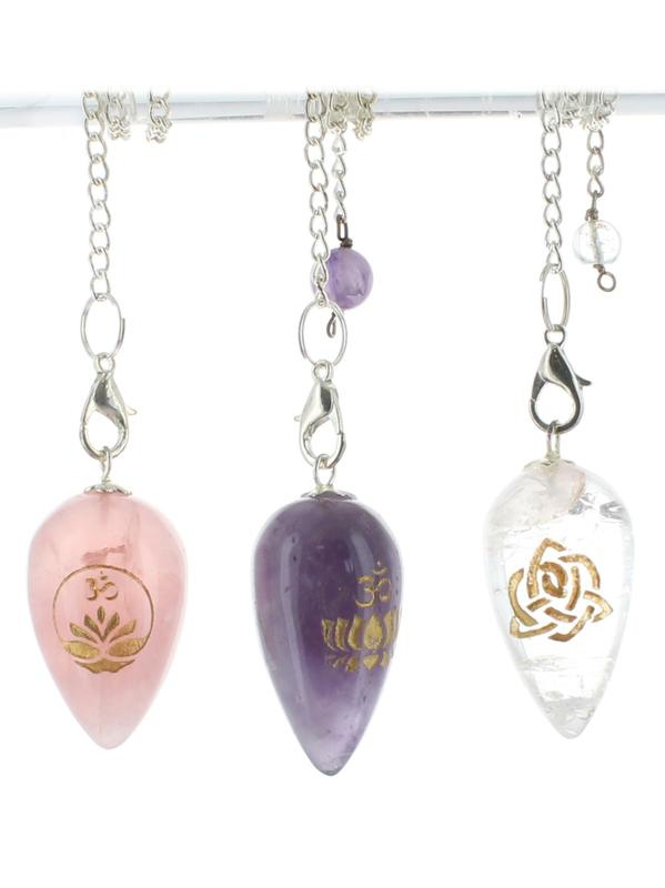 COFFRET-PENDULE-Amethyste, Quartz Rose et Cristal de Ro-LEMASTERBROCKERS