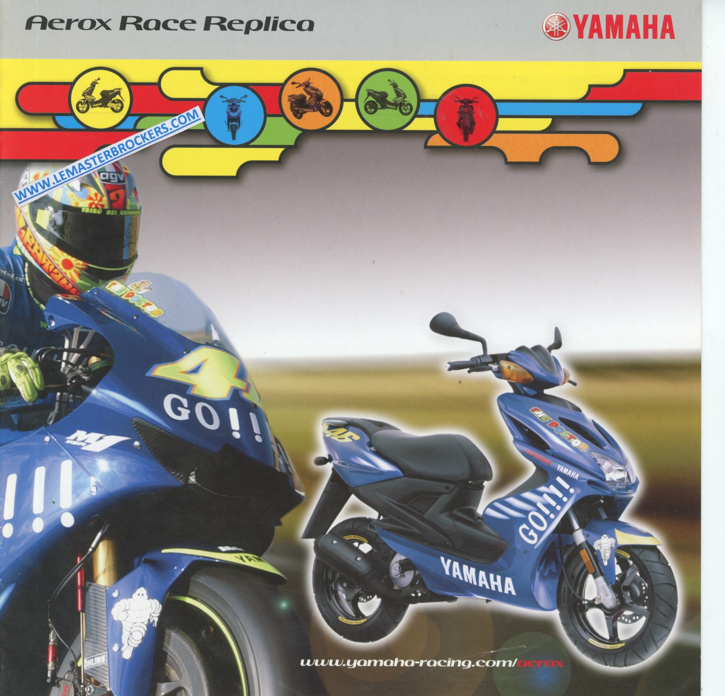 BROCHURE-SCOOTER-YAMAHA-AEROX-RACE-REPLICA-YQ50-2004-LEMASTERBROCKERS-CATALOGUE-PROSPECTUS-MOTO