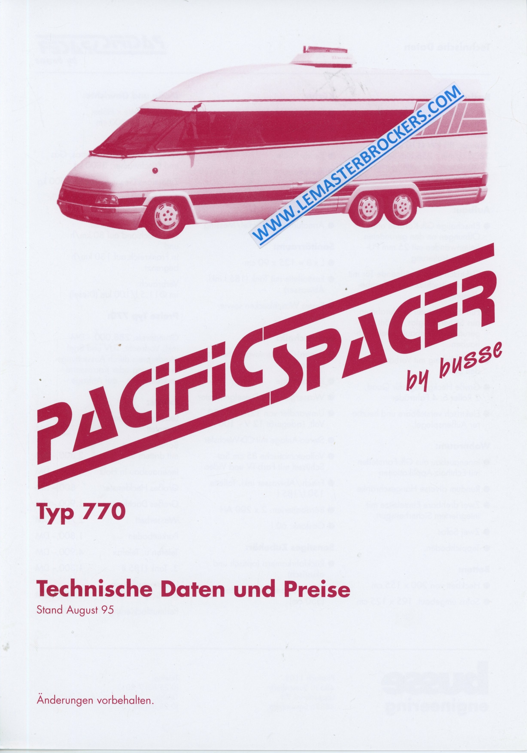 marathon-line-pacific-spacer-typ-770-by busse-LEMASTERBROCKERS-CATALOGUE-PROSPECTUS-CAMPING-CAR-1995