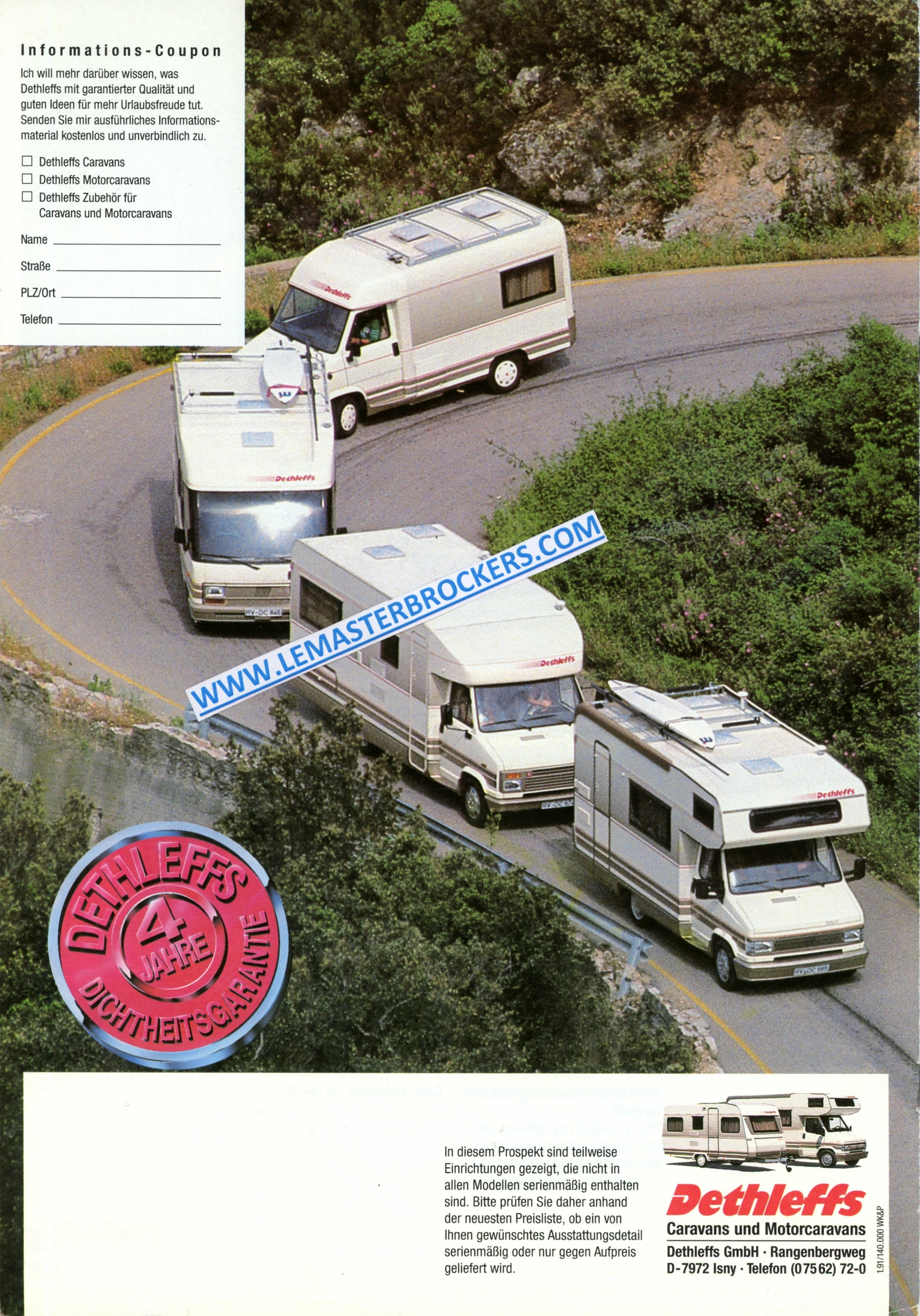 DETHLEFFS-BUS-GLOBETROTTER-1991-LEMASTERBROCKERS-CATALOGUE-PROSPECTUS-CAMPING-CAR-vintage