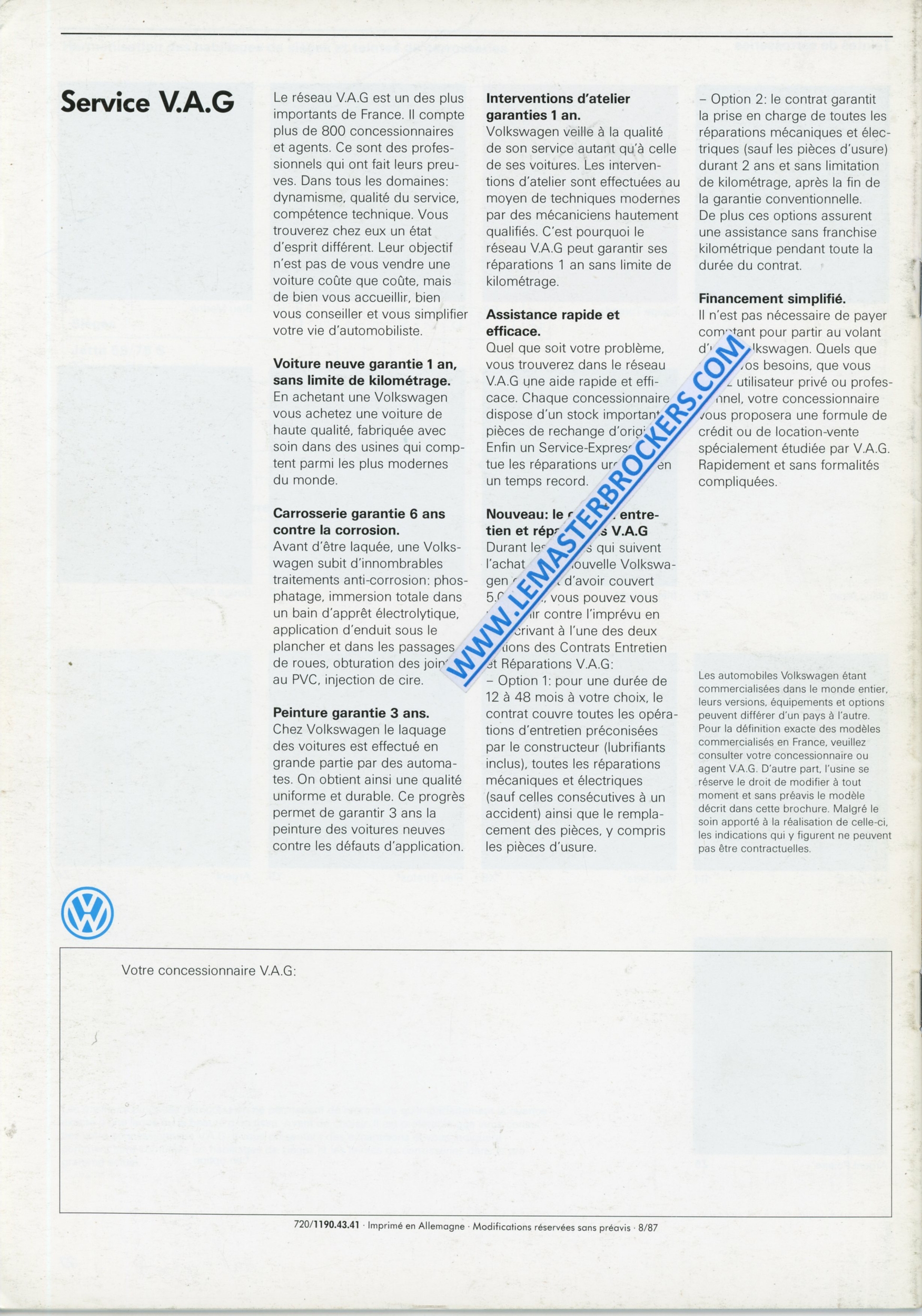 BROCHURE-VW-VOLKSWAGEN-JETTA-1987-LEMASTERBROCKERS-YOUNGTIMERS