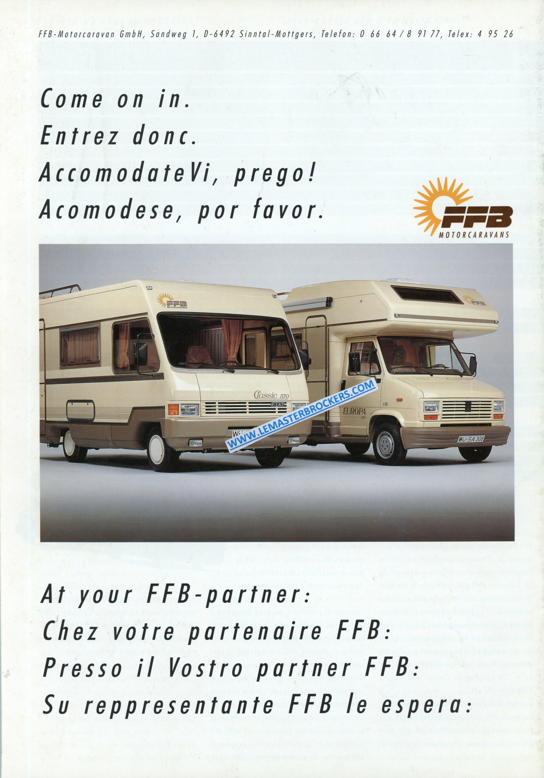 BROCHURE-CAMPING-CAR-FFB-1990-CLASSIC-570-660-EUROPA-650-650-LEMASTERBROCKERS