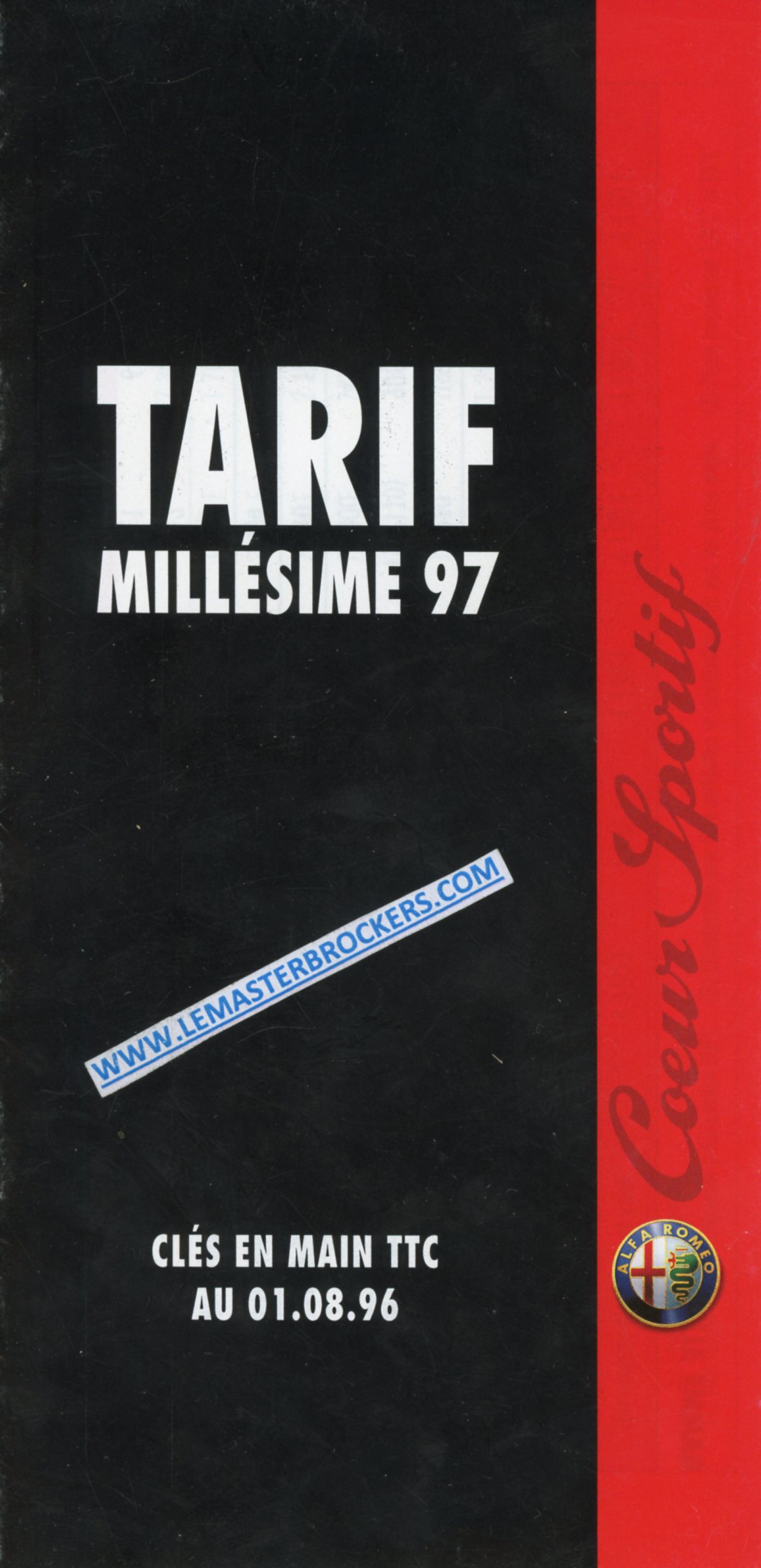 BROCHURE TARIF MILLESIME 97 ALFA ROMEO Q4 145 146 155 164 GTV SPIDER-LEMASTEROBROCKERS