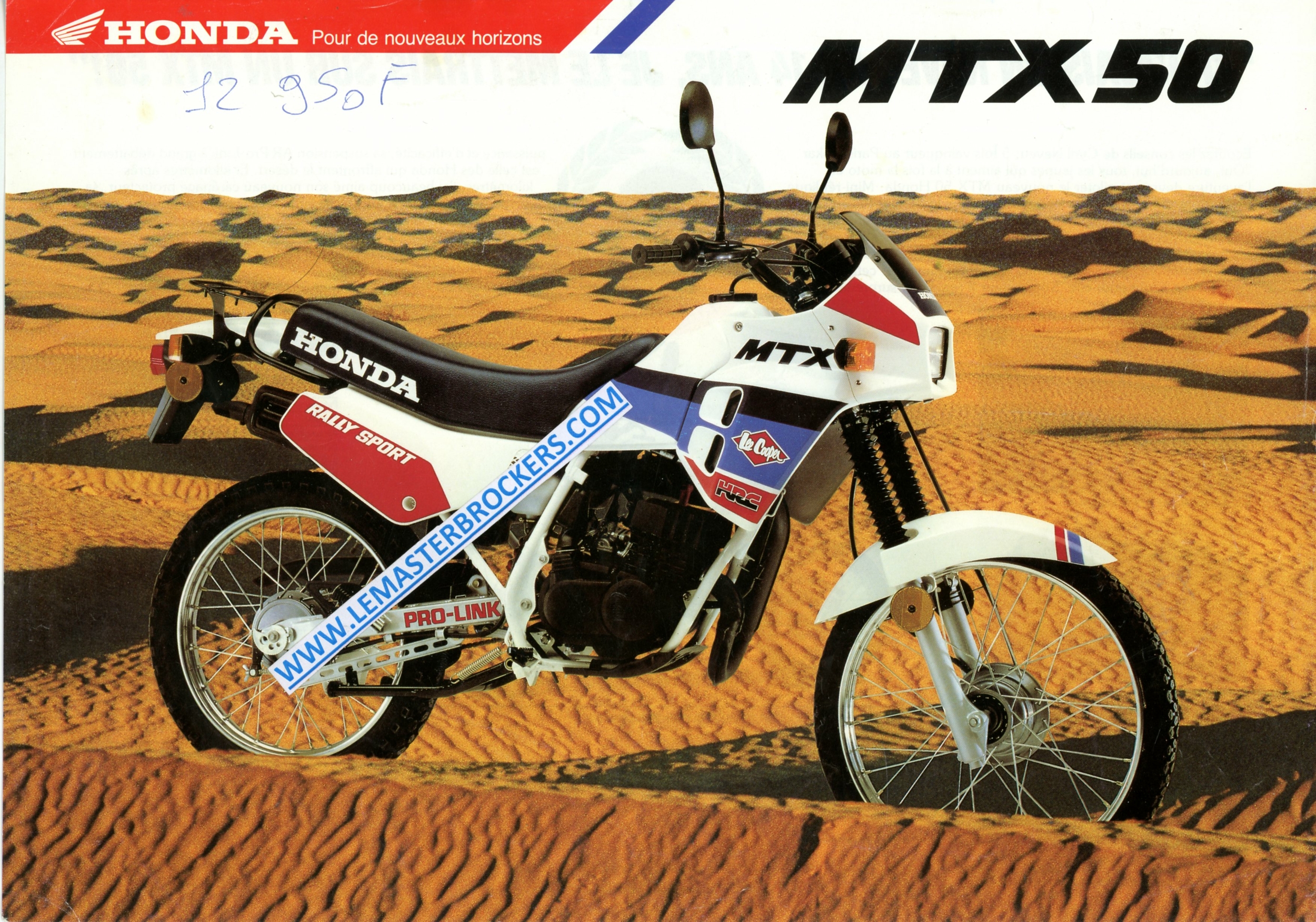 PROSPECTUS MOTO HONDA-50-MTX-MTX50-1988-LEMASTERBROCKERS-BROCHURE-HONDA