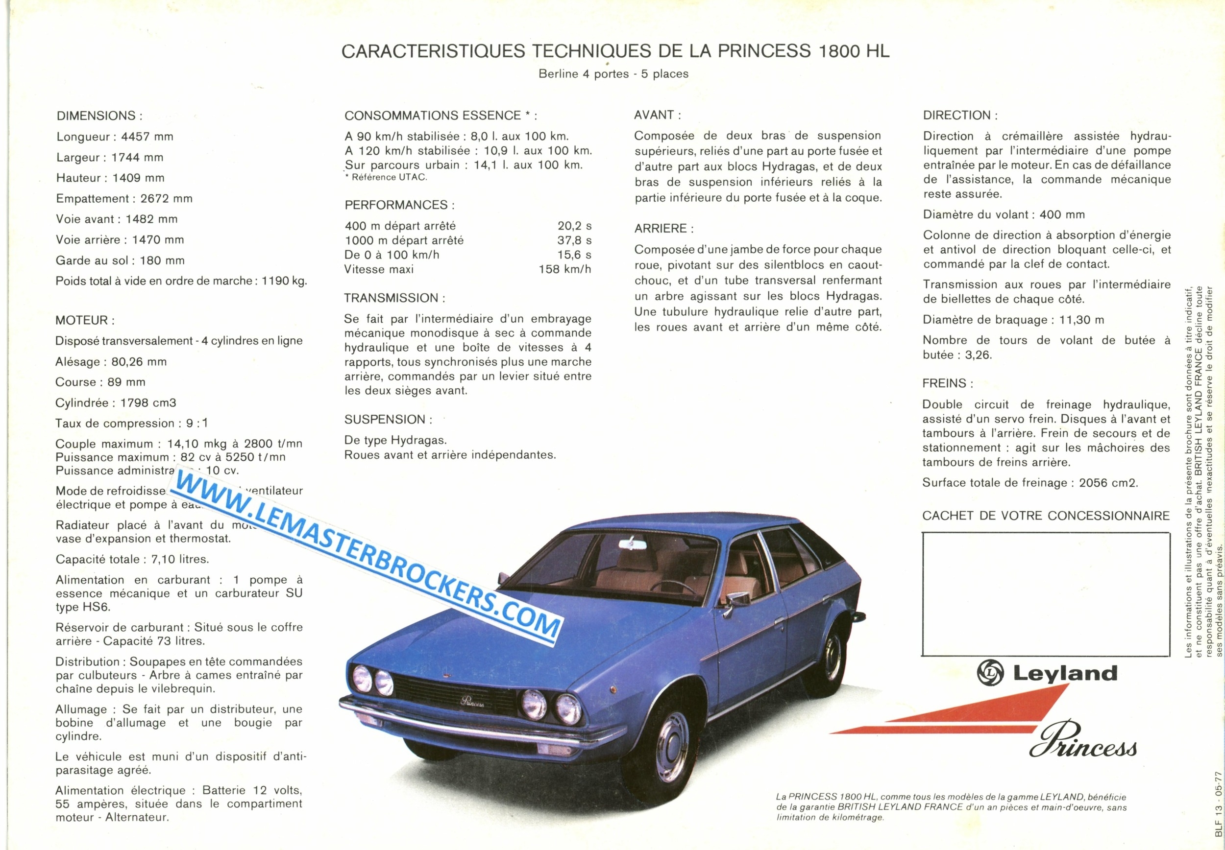 BROCHURE-LEYLAND-PRINCESS-1800HL-1977-LEMASTERBROCKERS-COM-CATALOGUE-VOITURE