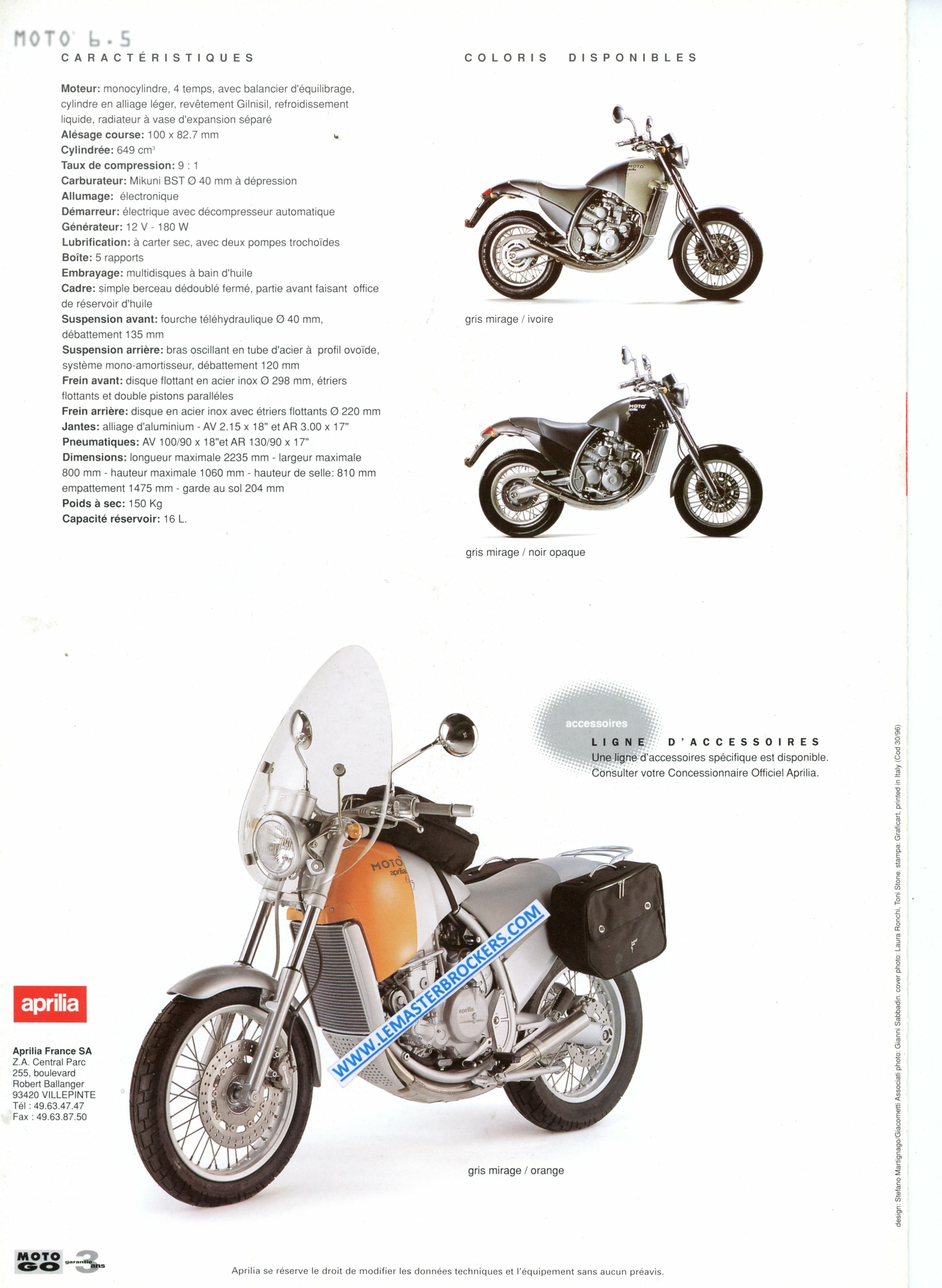 BROCHURE-MOTO-APRILIA-6-5 PHILIPPE-STARCK-DESIGN-LEMASTERBROCKERS-BROCHURE-MOTORCYCLES