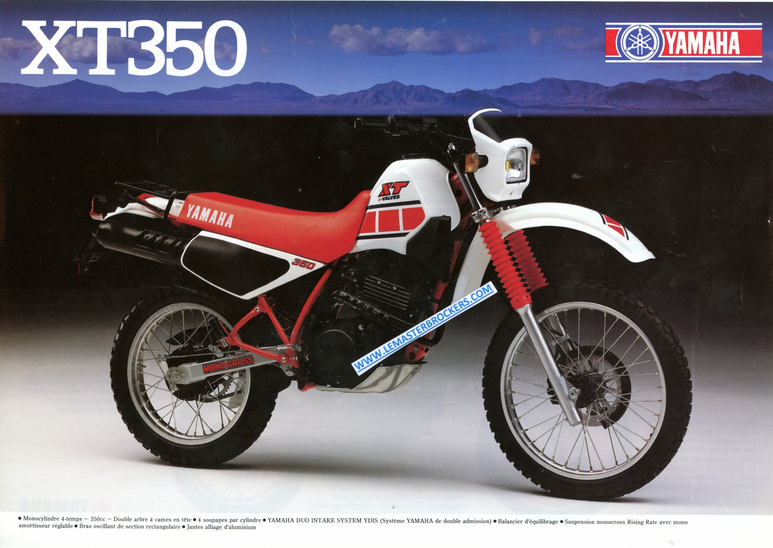 PROSPECTUS-MOTO-YAMAHA-XT-350-XT350-1985-LEMASTERBROCKERS-BROCHURE-MOTORCYCLES