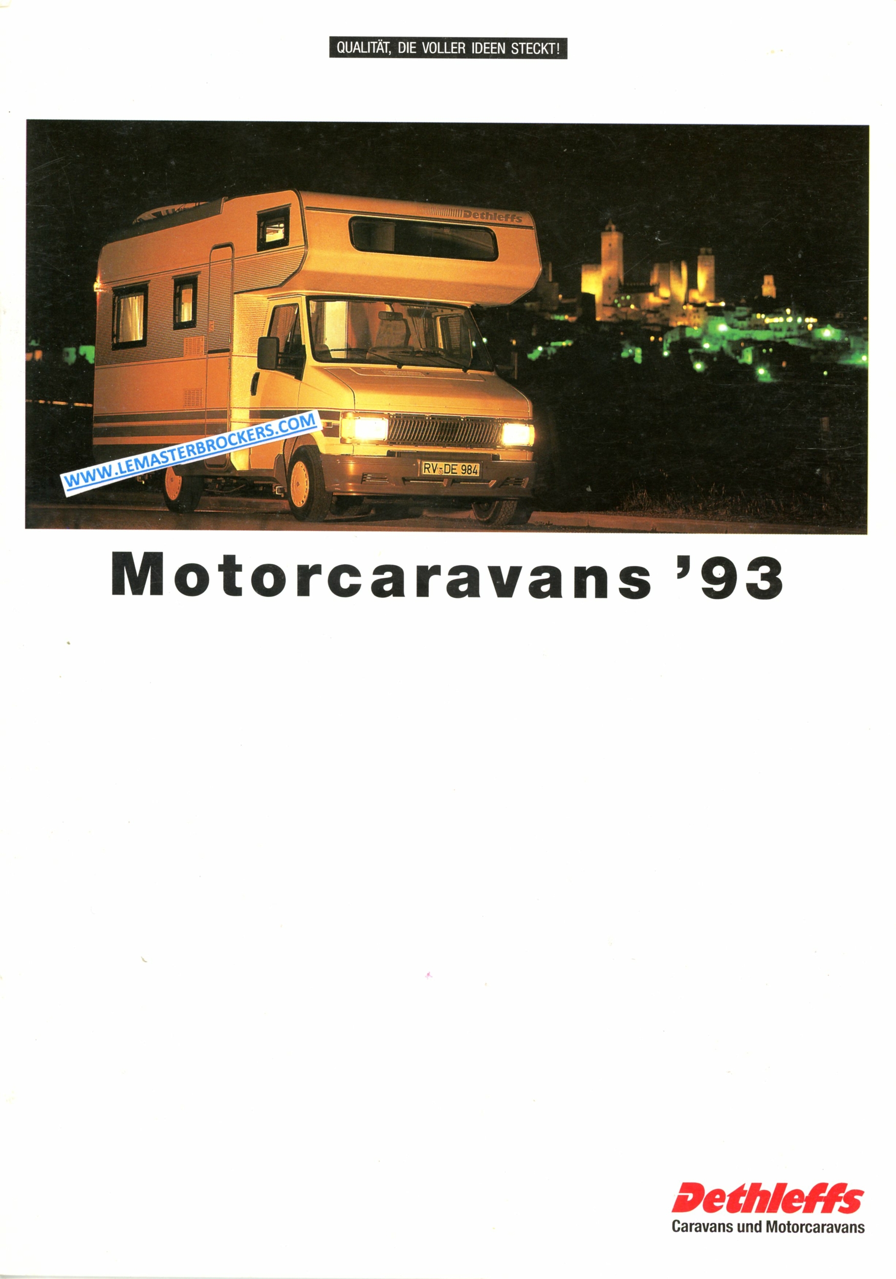 BROCHURE DETHLEFFS 1993 MOTORCARAVANS GLOBETROTTER A H I BUS B CAMPING CAR VINTAGE-LEMASTERBROCKERS