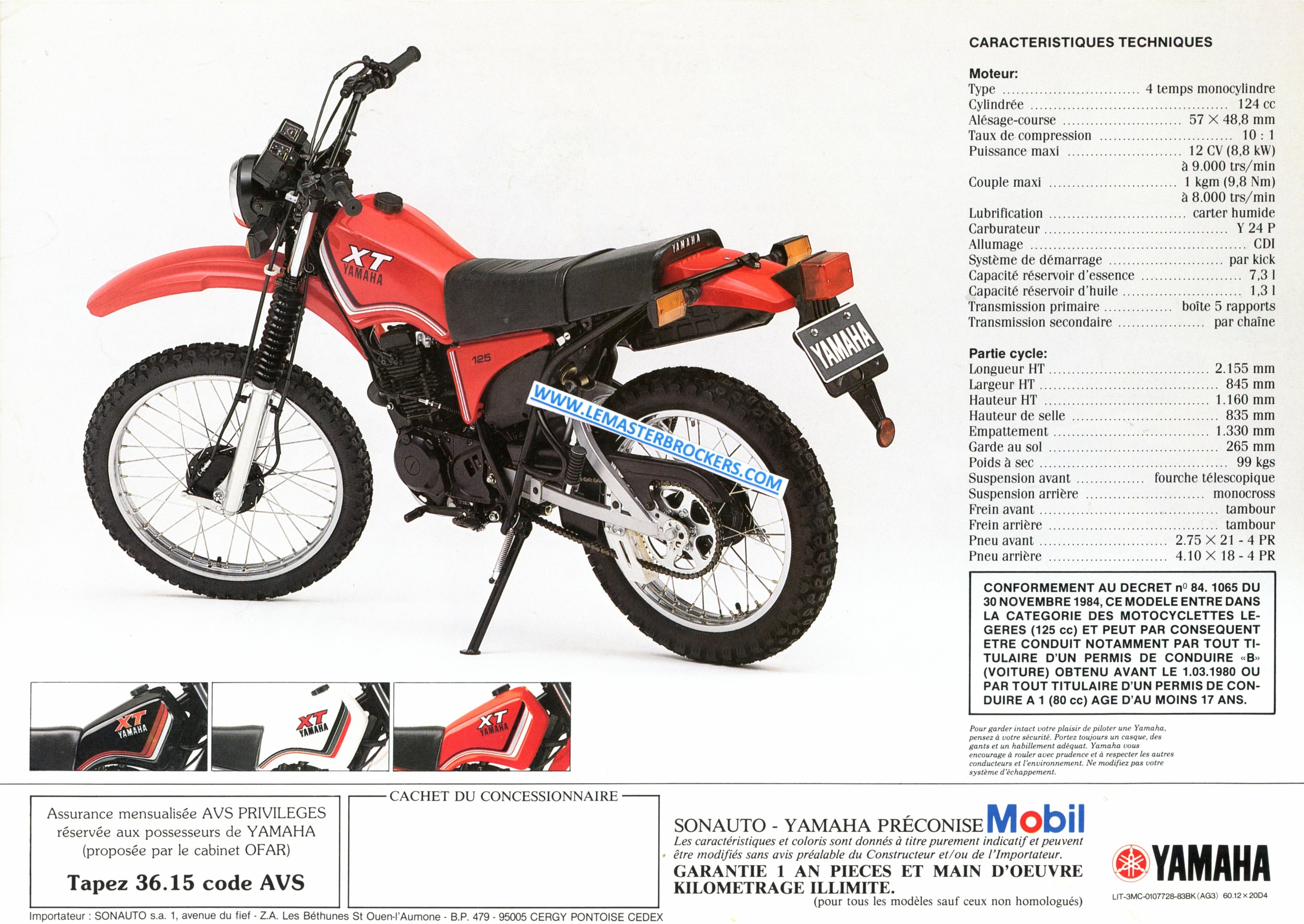 BROCHURE-MOTO-YAMAHA-XT-125-XT125-1983-LEMASTERBROCKERS