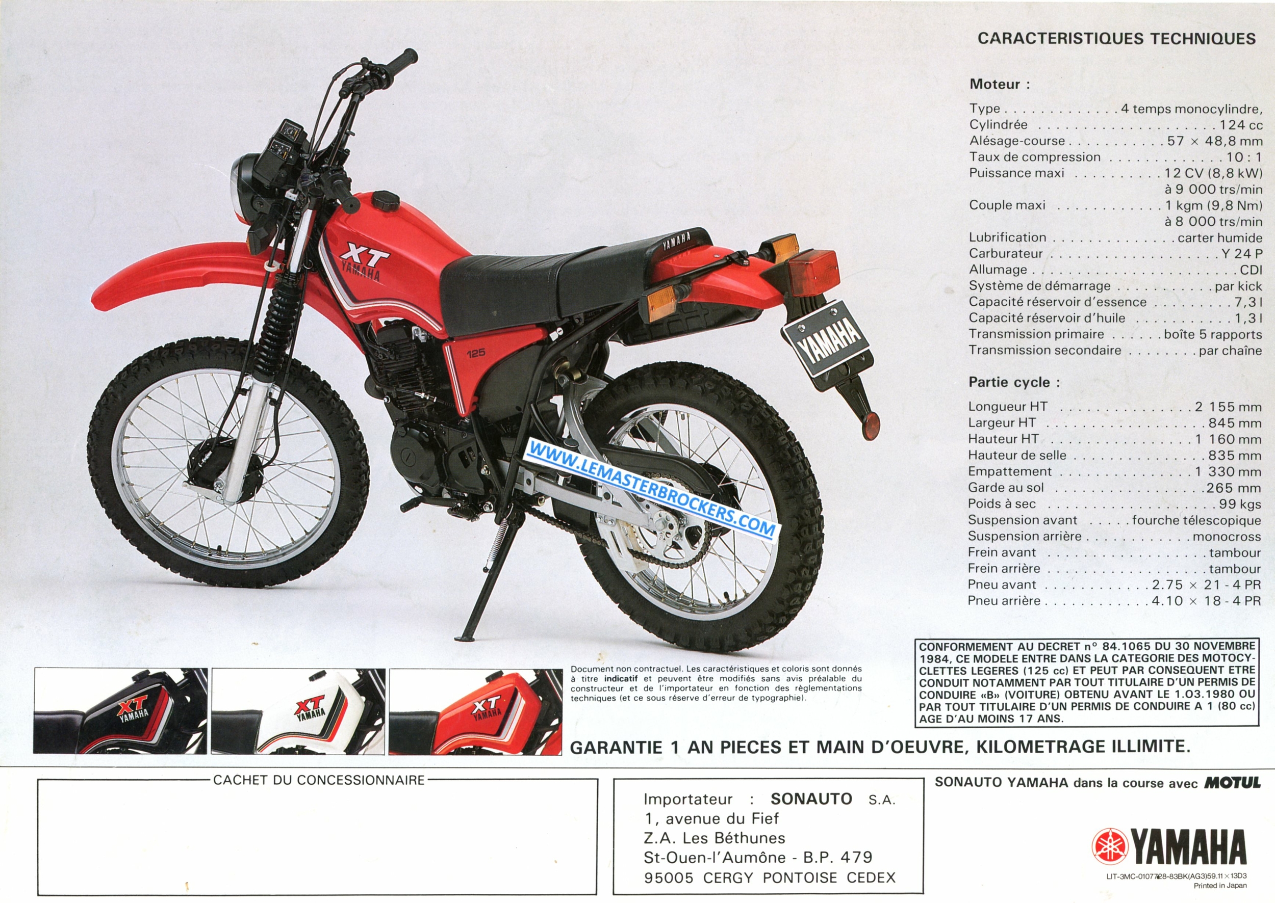 CATALOGUE-MOTO-YAMAHA-XT-XT125-LEMASTERBROCKERS-BROCHURE-MOTORCYCLES