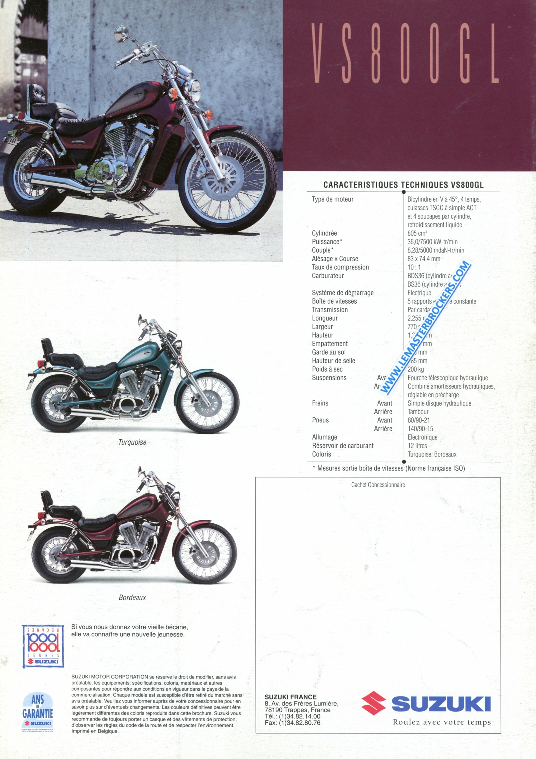 BROCHURE MOTO SUZUKI VS800 GL VS800GL-LEMASTERBROCKERS-MOTORCYCLES-DOCUMENTATION-CATALOGUE
