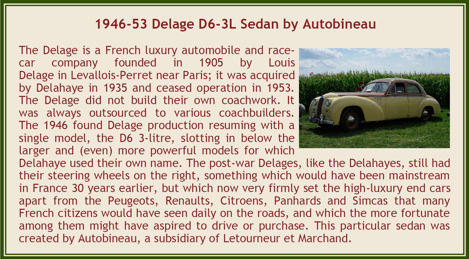 DELAGE D6-3L PAR AUTOBINEAU DE 1948 1954-EMEU43029B-ESVAL-MODELS-LEMASTERBROCKERS