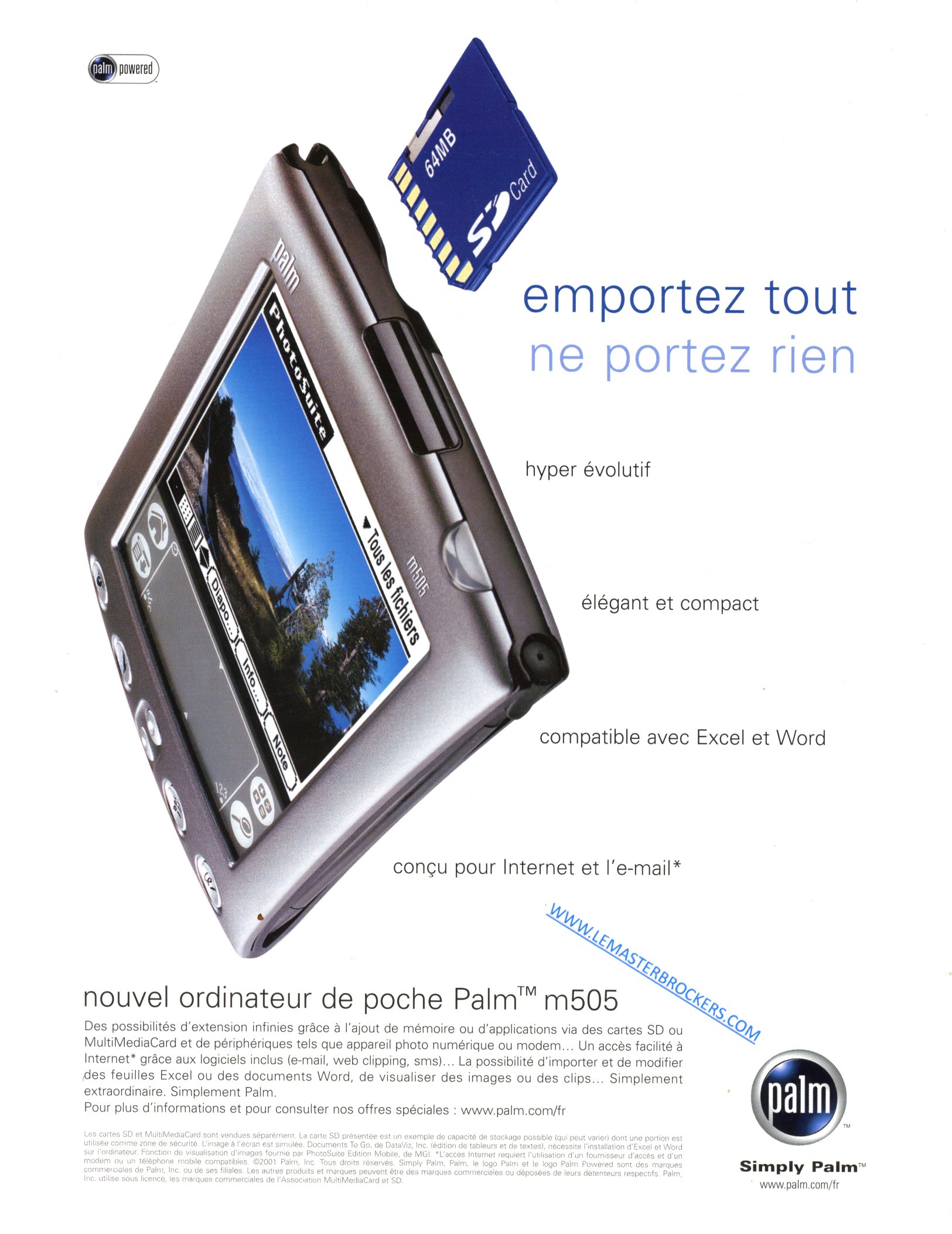 PUBLICITÉ ADVERTISING PALM M505LEMASTERBROCKERS