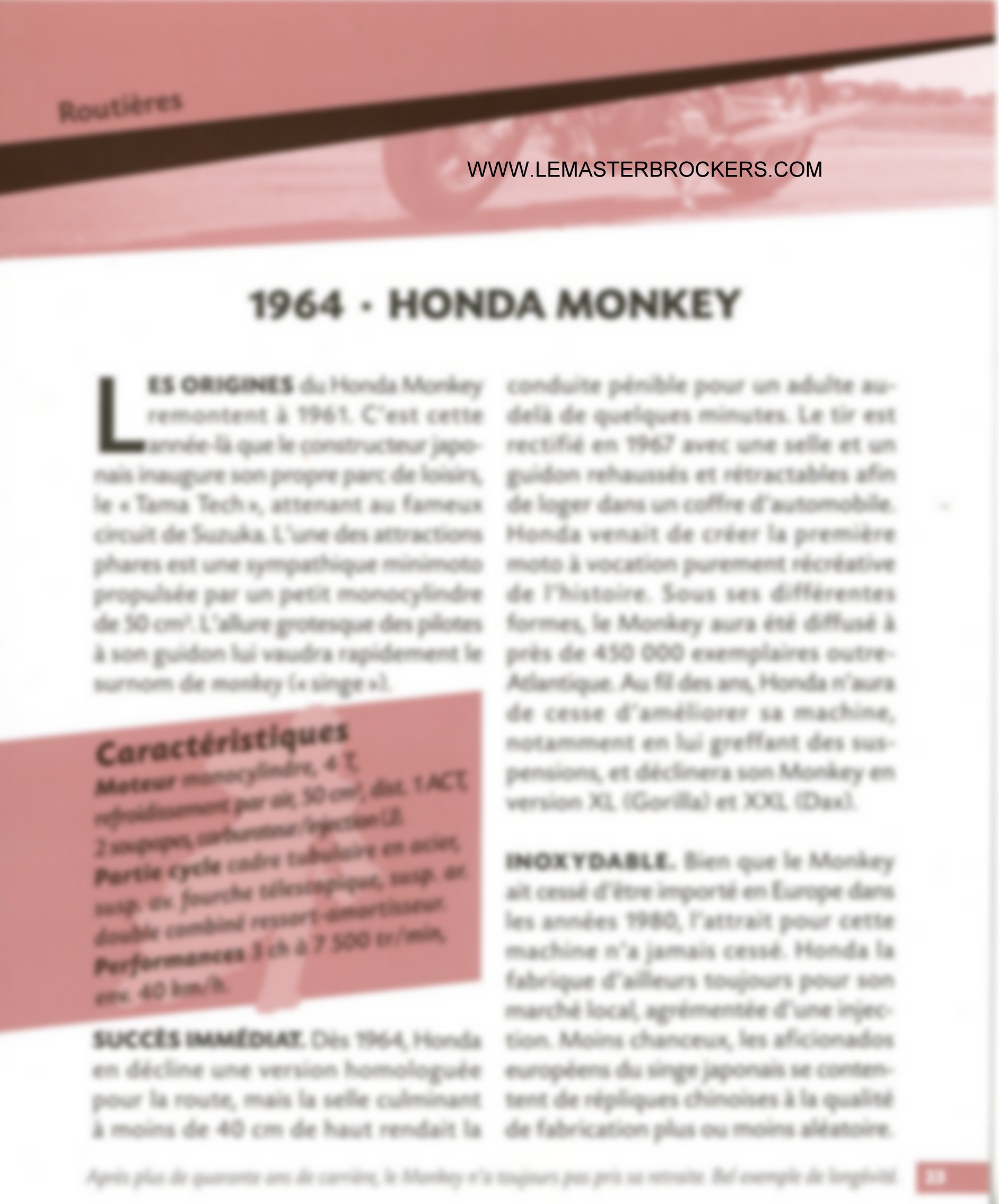 FICHE MOTO HONDA 50 MONKEY 1964-LEMASTERBROCKERS-MINI-MOTO-50