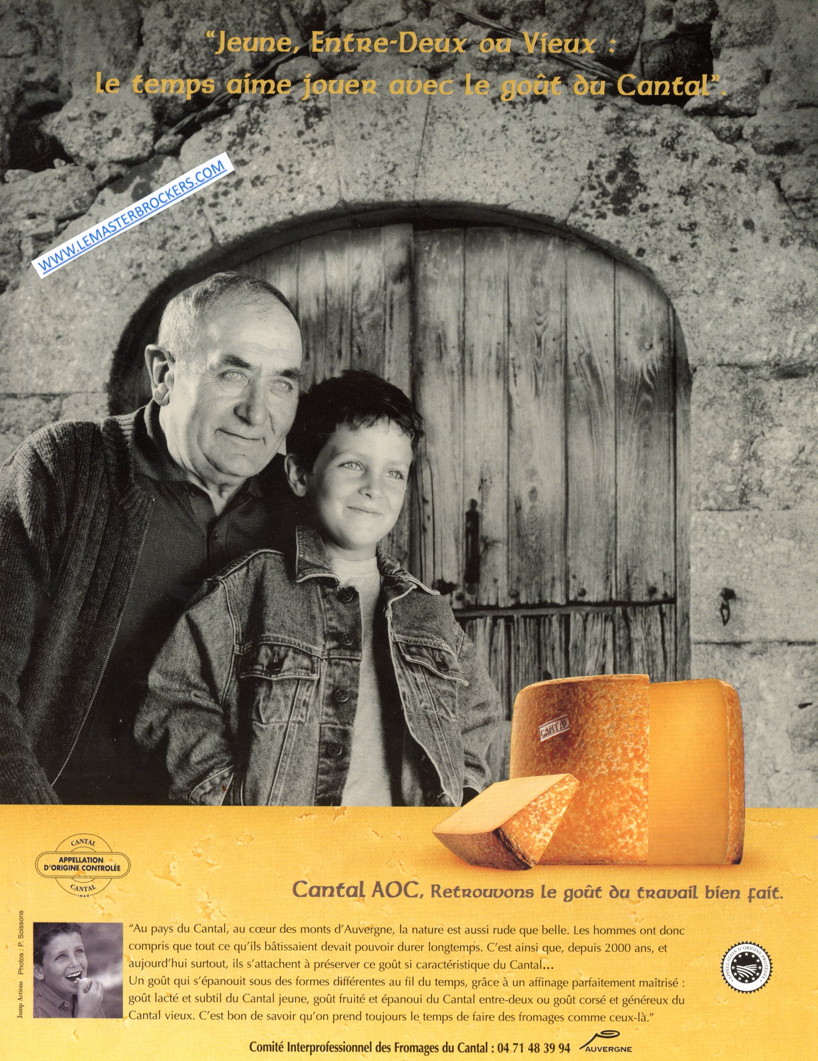 PUBLICITÉ ADVERTISING 2001 CANTAL AOC COMITE COMITE INTERPROFESSIONNEL DES FROMAGES