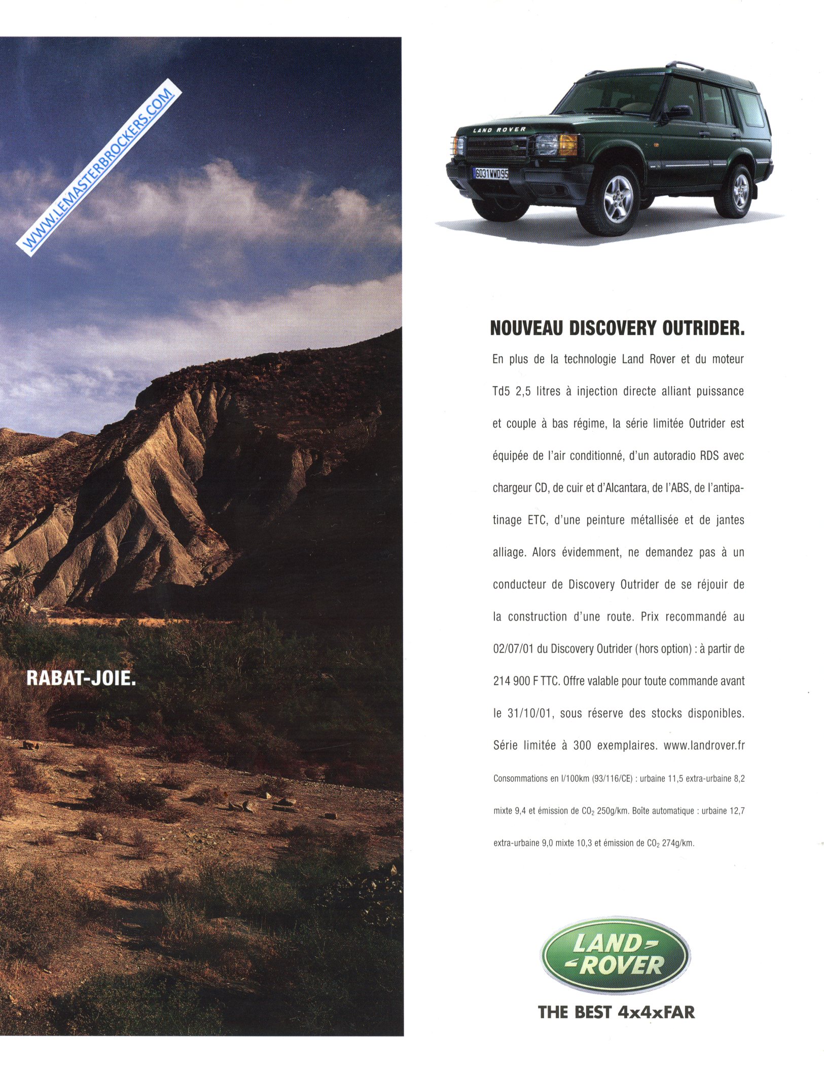 PUBLICITÉ ADVERTISING 2001 LAND ROVER DISCOVERY OUTRIDER LEMASTERBROCKERS