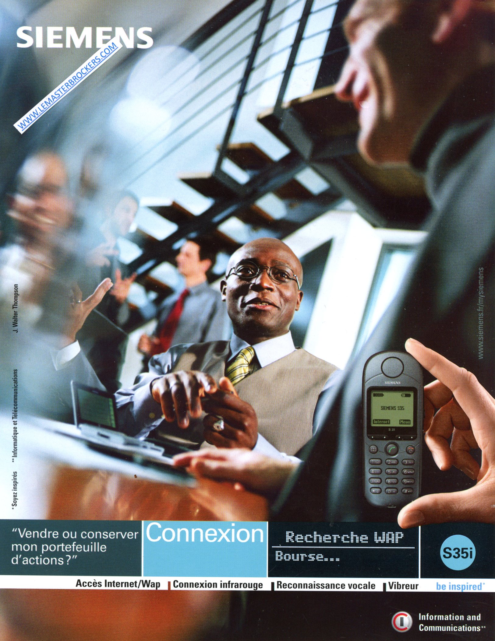PUBLICITÉ ADVERTISING 2000 SIEMENS S35i TÉLÉPHONE PORTABLE LEMASTERBROCKERS