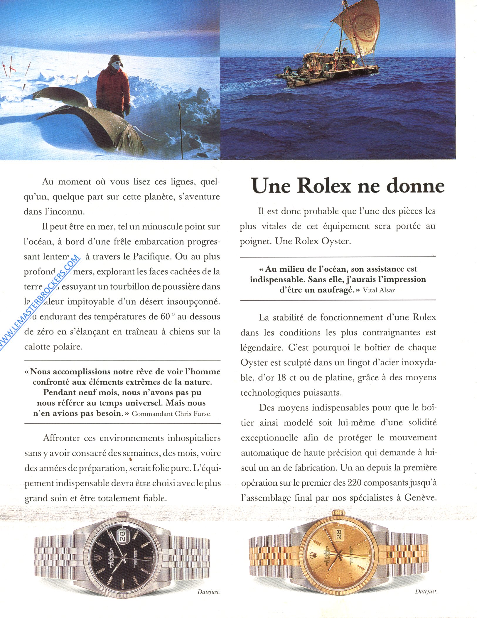 PUBLICITÉ ADVERTISING 1993 MONTRE ROLEX PERPETUAL DATE DAY-DATE DATEJUST