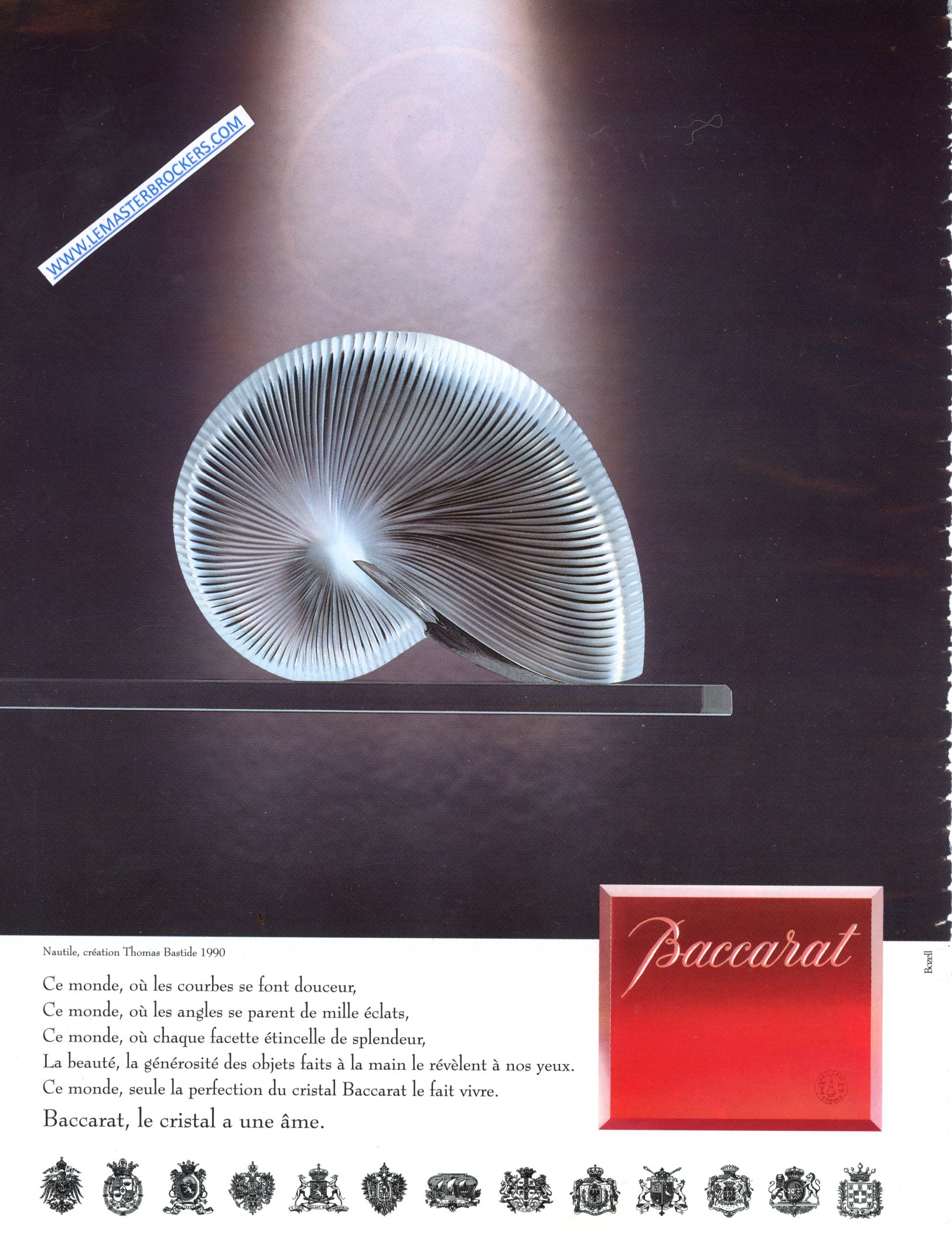 PUBLICITÉ ADVERTISING 1993 CRISTAL BACCARAT NAUTILE T. BASTIDE  LEMASTERBROCKERS