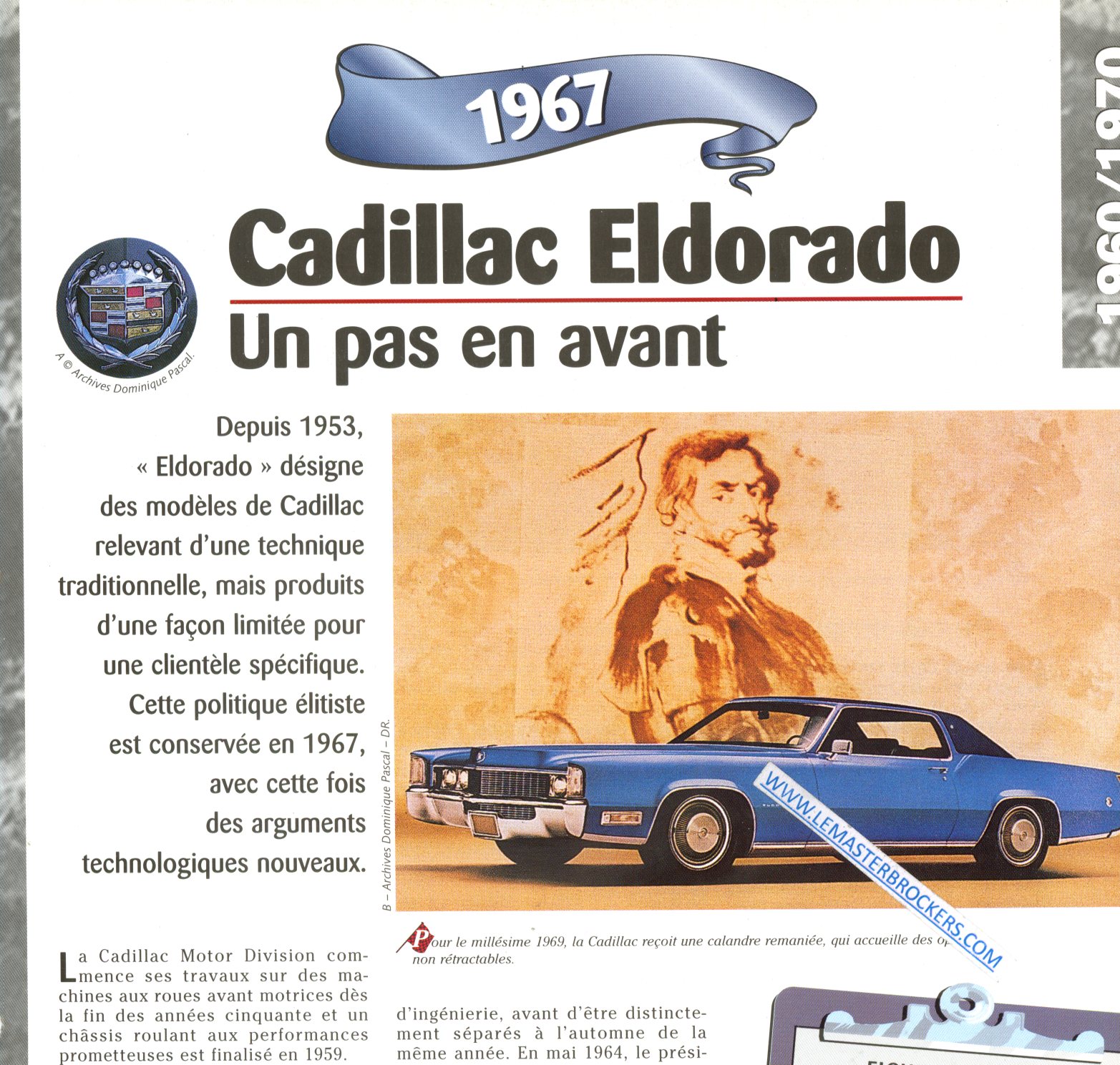 FICHE AUTO CADILLAC ELDORADO 1967 LEMASTERBROCKERS