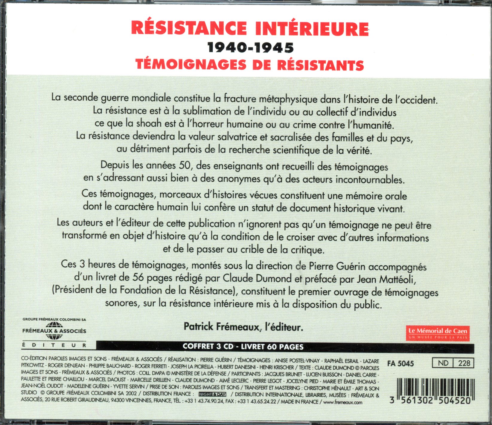 COFFRET SUR LA RESISTANCE INTERIEURE 1940-1945-3561302504520-LEMASTERBROCKERS